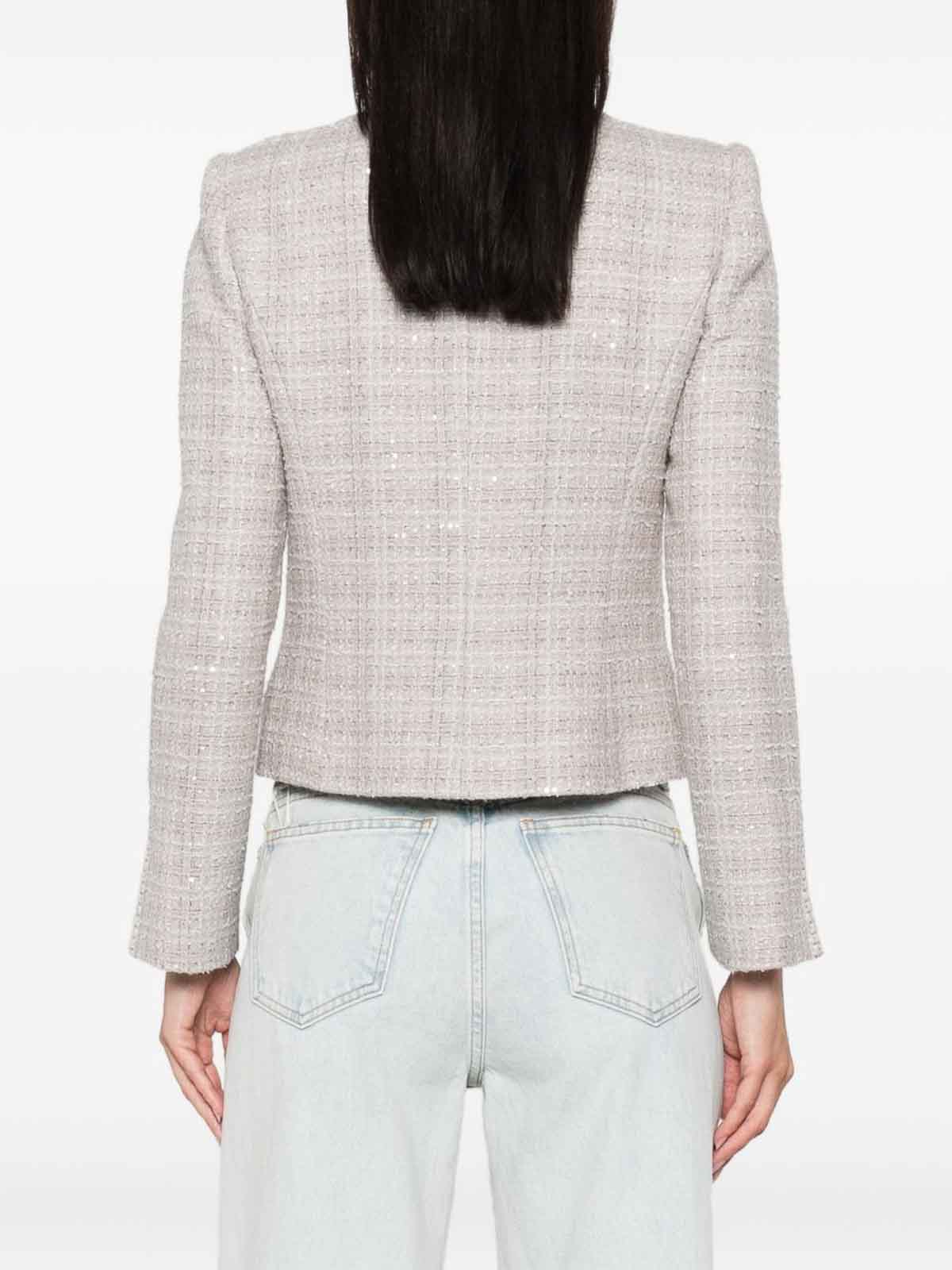 Emporio Armani Tweed Sequin-embellished Jacket In Black