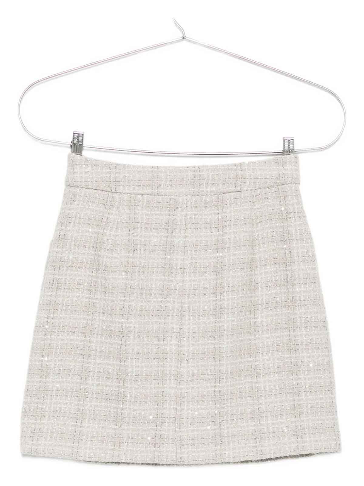 Emporio Armani Tweed Check-print Sequin-detail Mini Skirt In Gray