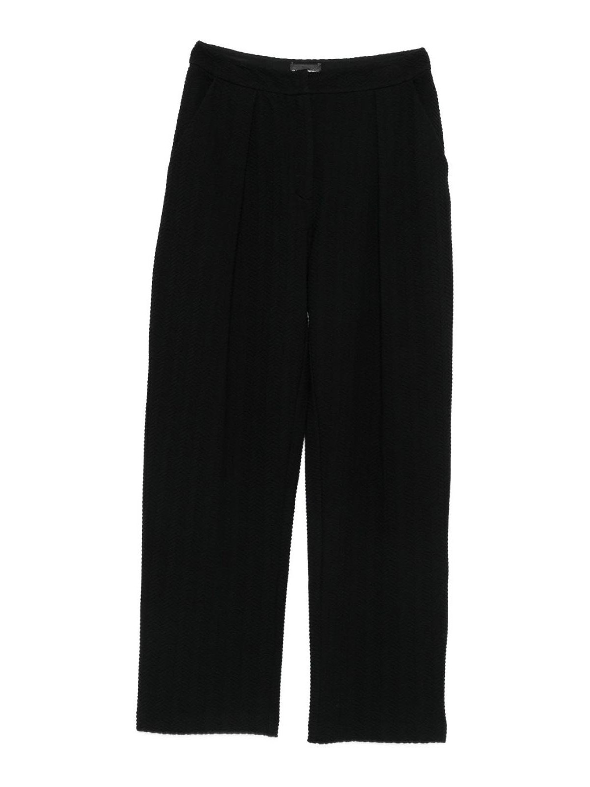 Emporio Armani Cotton Blend Trousers With Elastic Waistband In Black