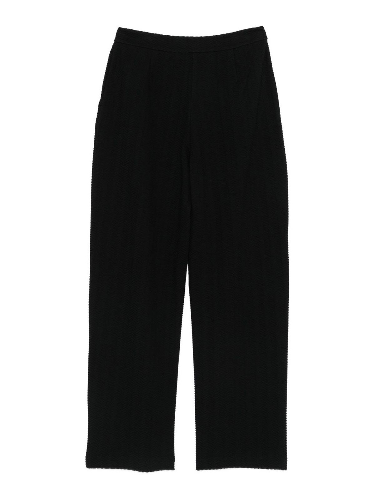 Emporio Armani Cotton Blend Trousers With Elastic Waistband In Black