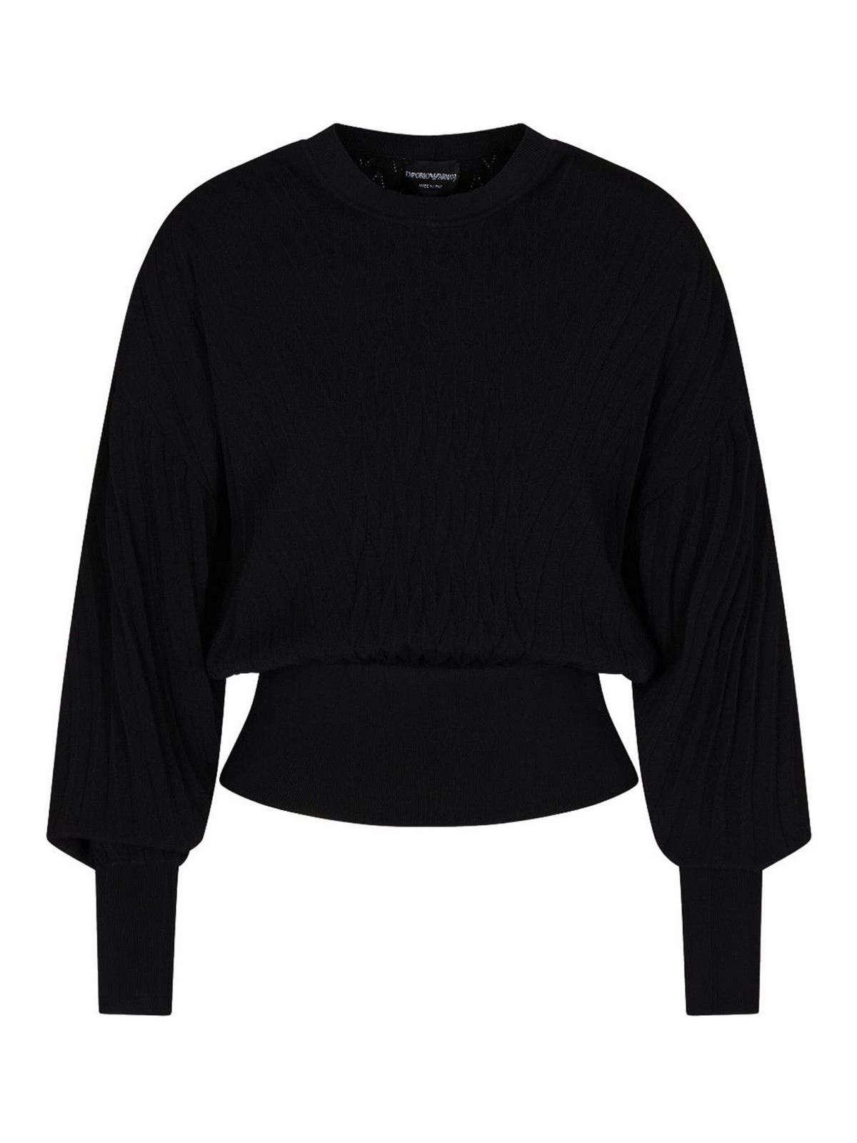Emporio Armani Travel Essentials Capsule Collection Viscose-blend Jumper With An Embossed Motif In Black