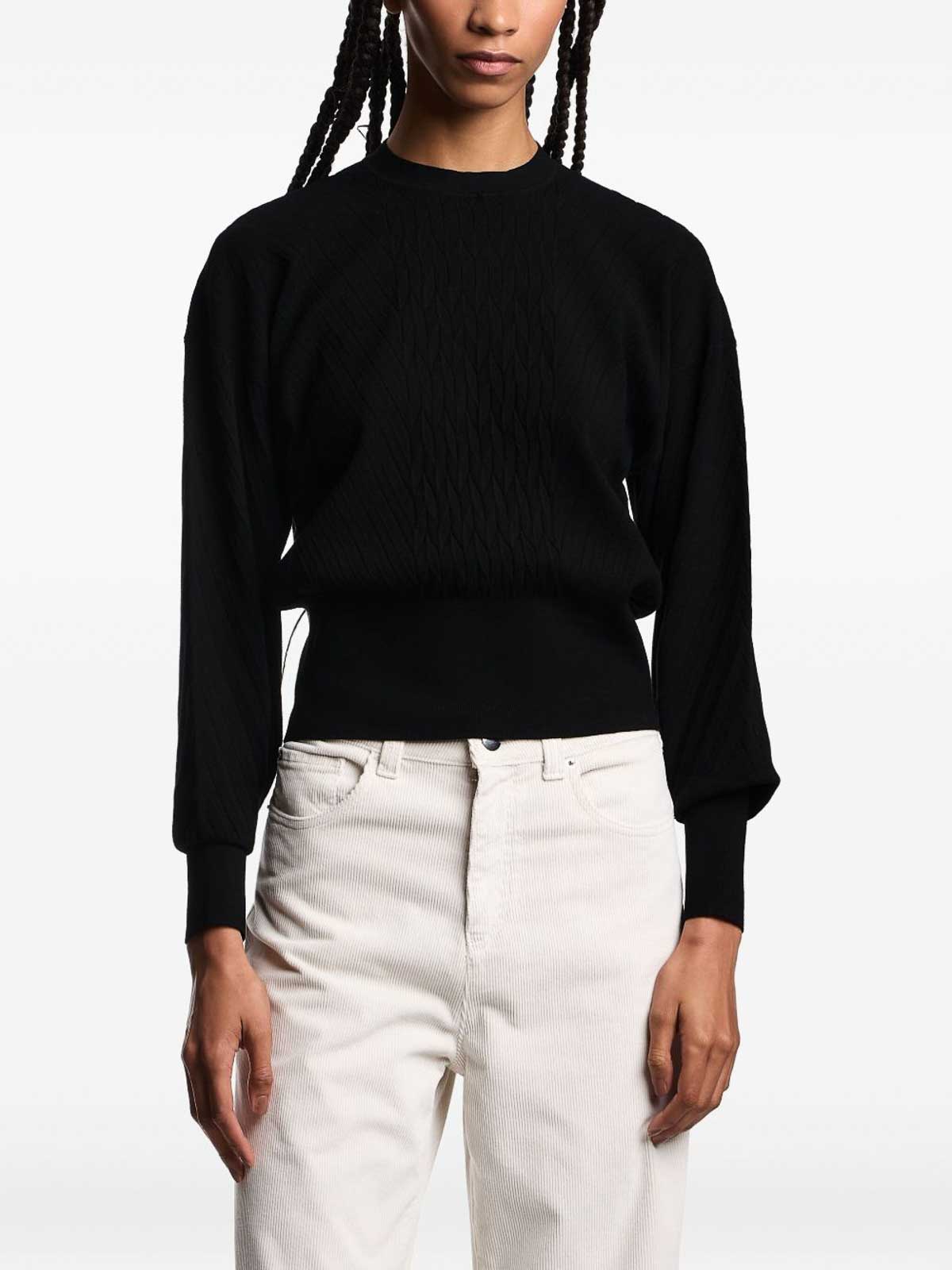 Emporio Armani Travel Essentials Capsule Collection Viscose-blend Jumper With An Embossed Motif In Black