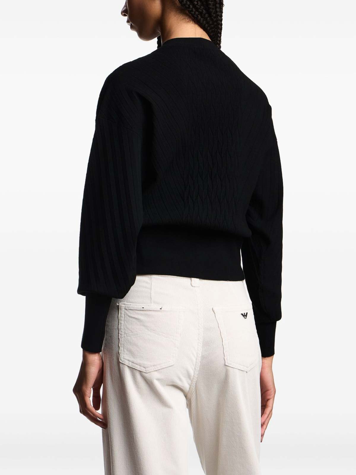 Emporio Armani Travel Essentials Capsule Collection Viscose-blend Jumper With An Embossed Motif In Black