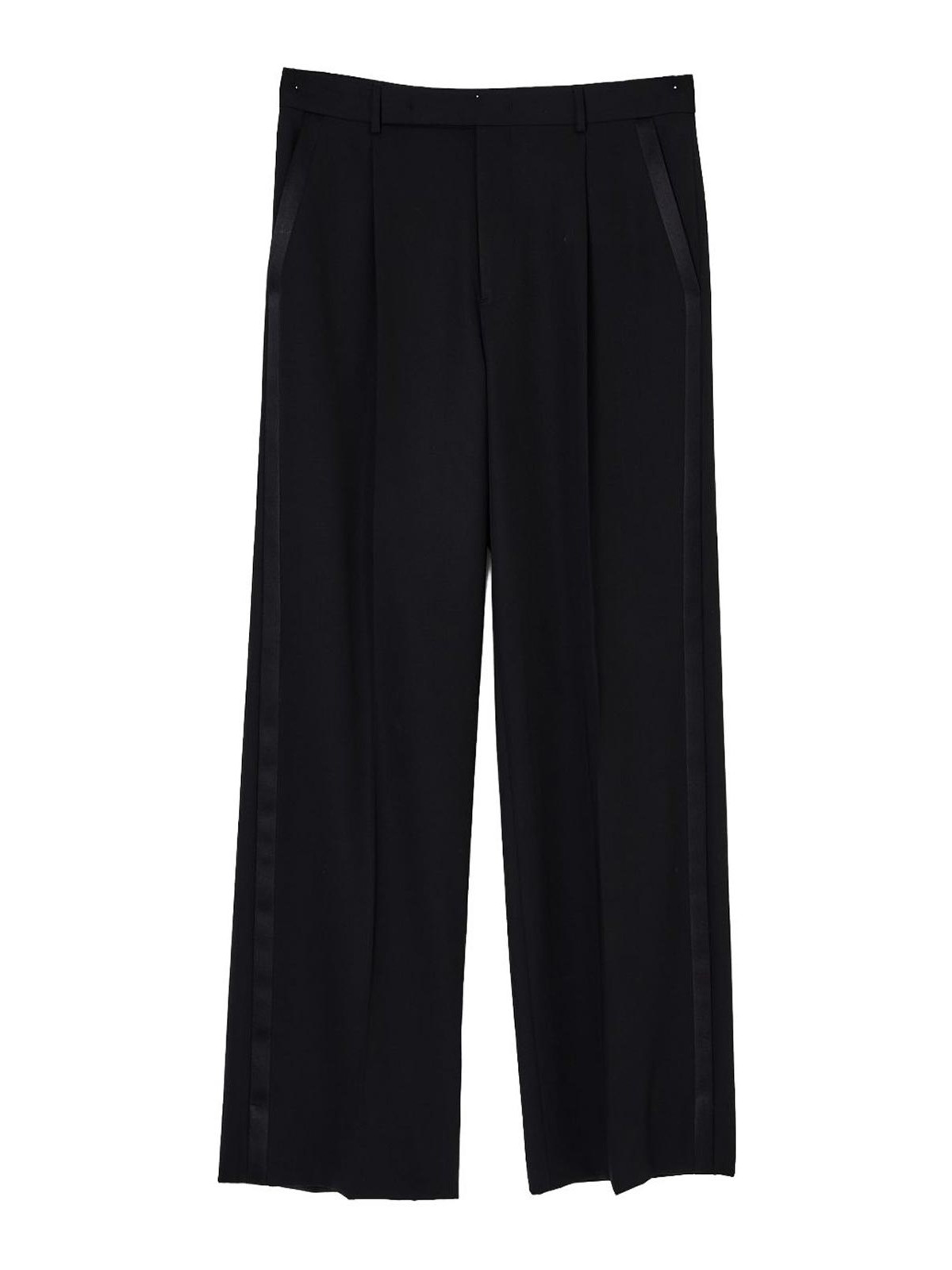 Emporio Armani Pleated Side-stripe Trousers In Black