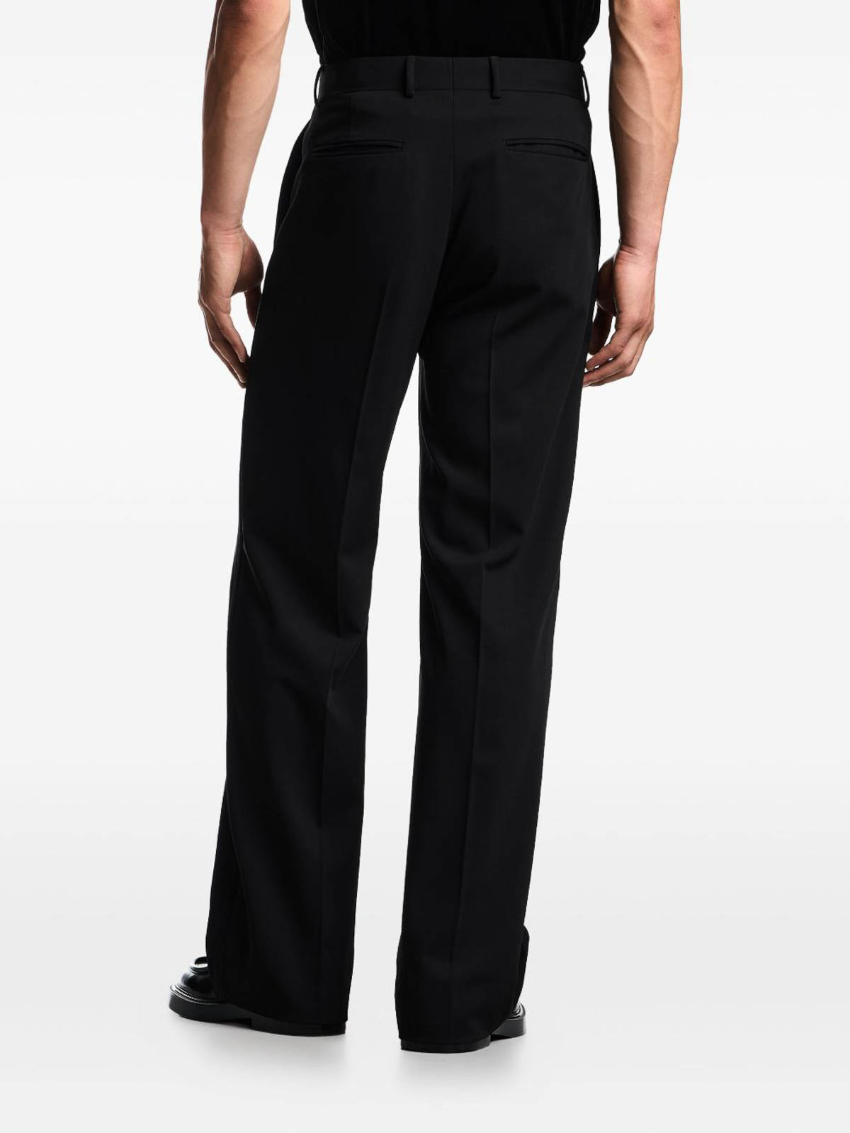 Emporio Armani Pleated Side-stripe Trousers In Black