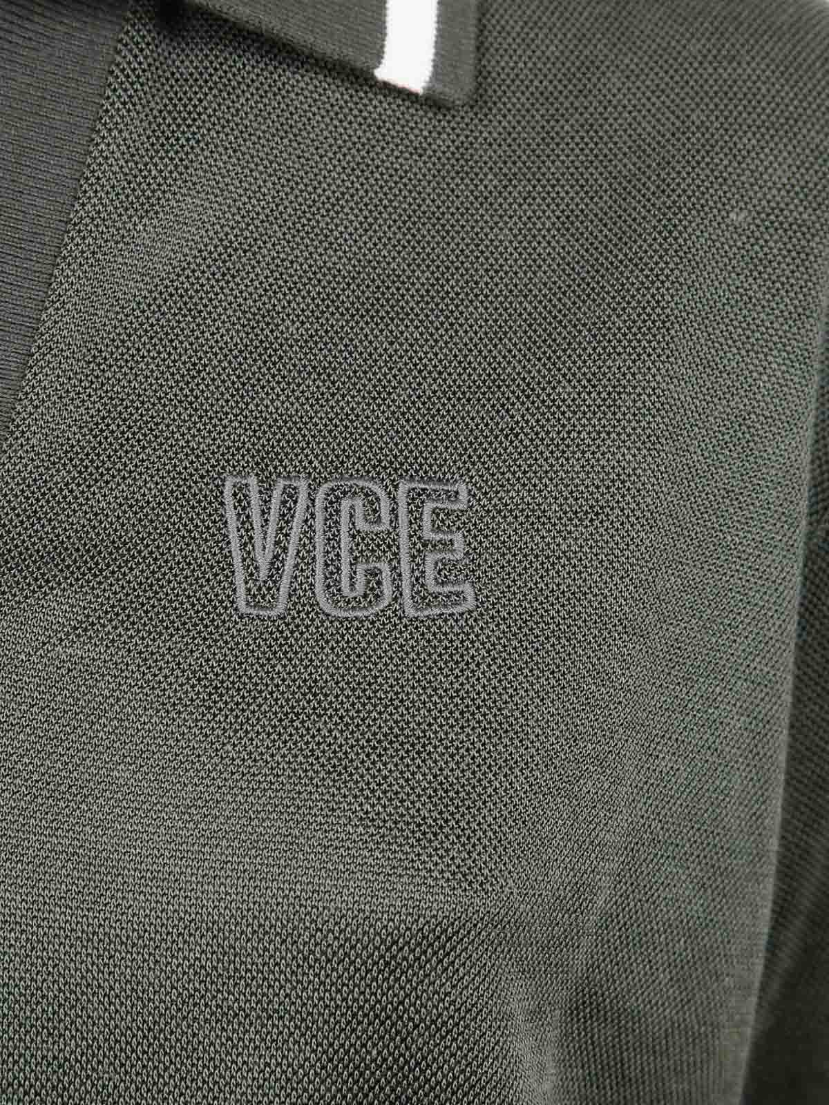 Golden Goose "journey W`s" Medium Crop Polo Fluid Jersey Knitted Rib Micro Piquet Tonal Embroidery C In Gray