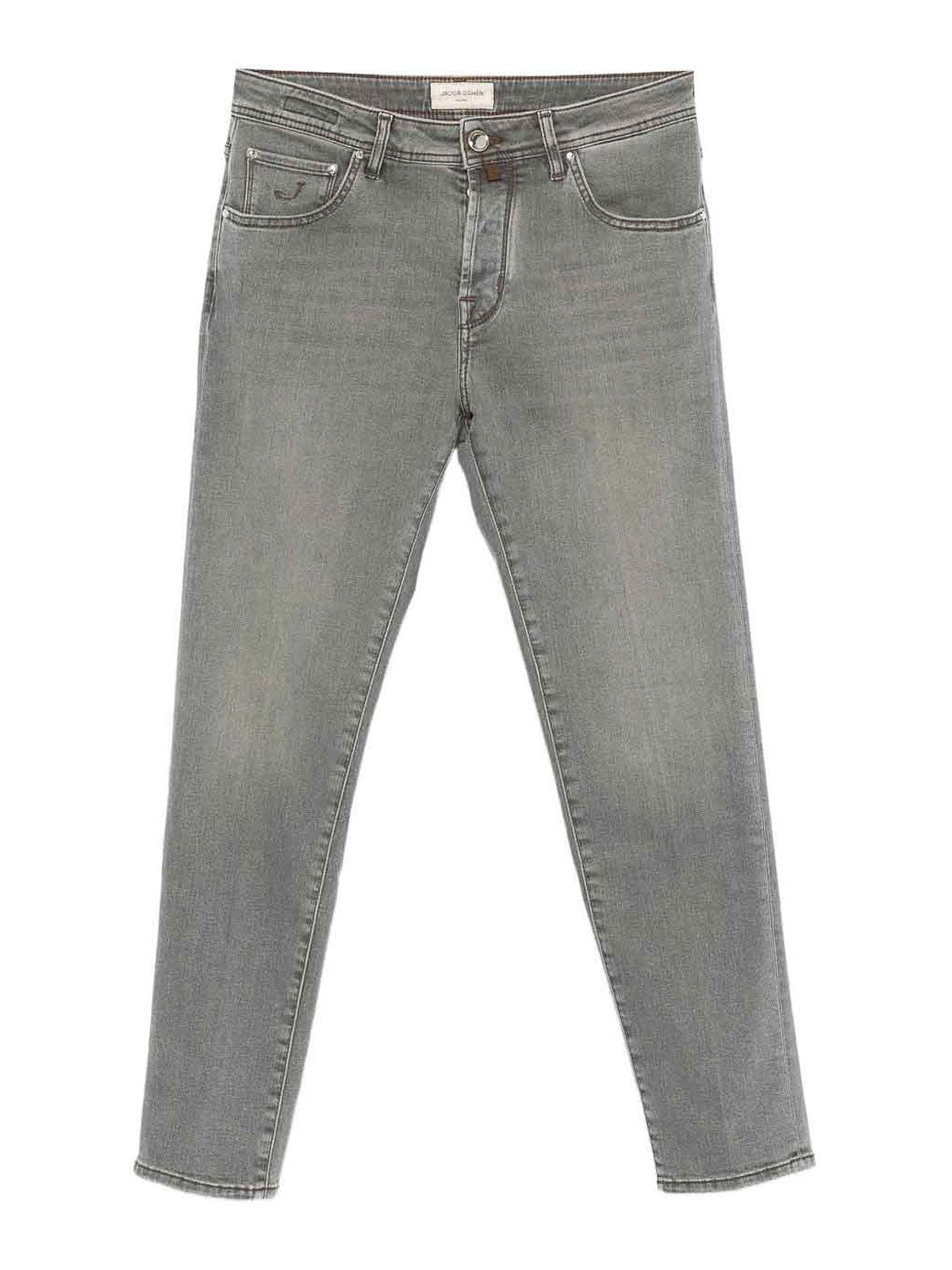 Jacob Cohen Men Slim Cropped Denim Jeans In Gray