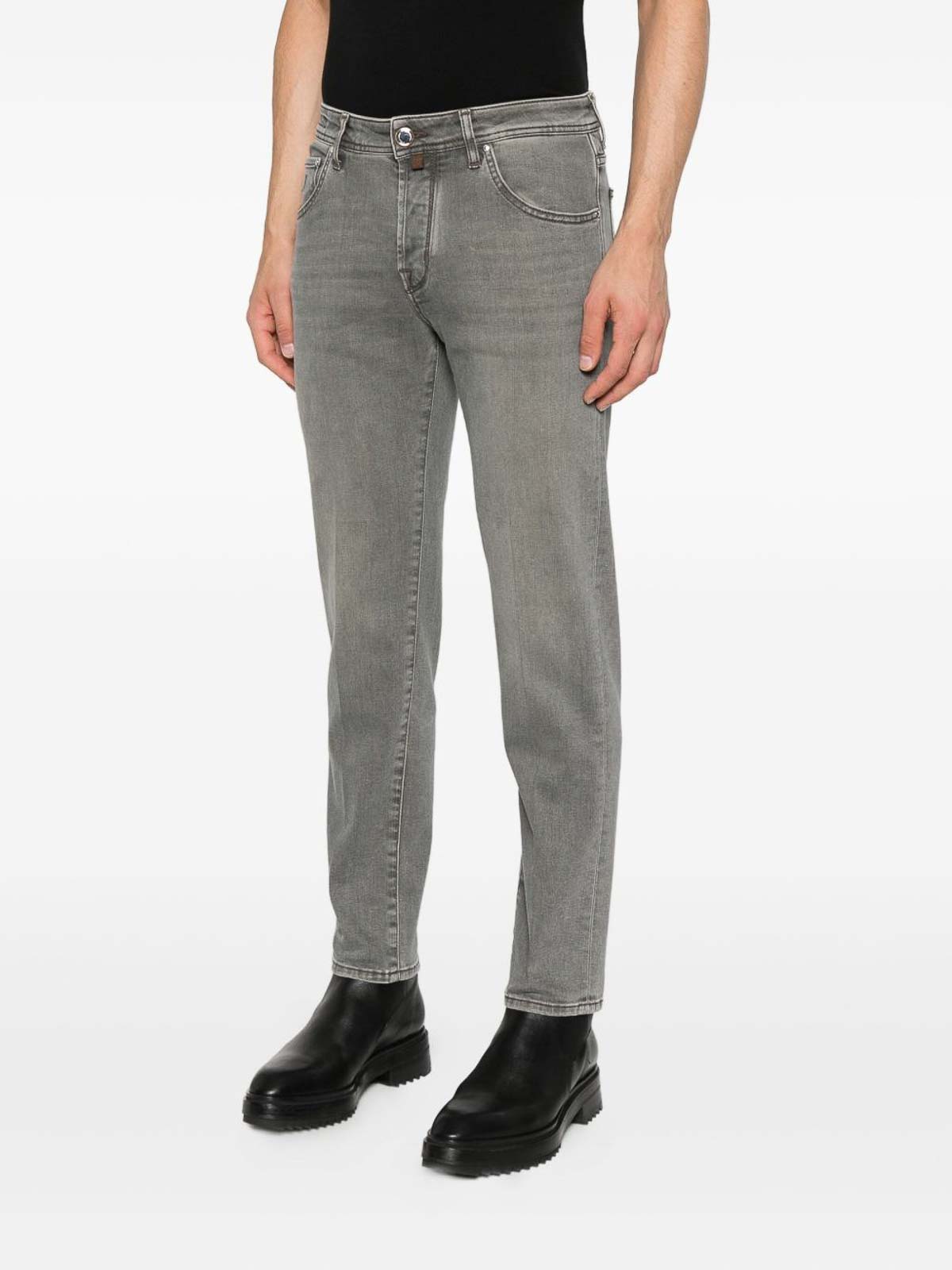 Jacob Cohen Men Slim Cropped Denim Jeans In Gray