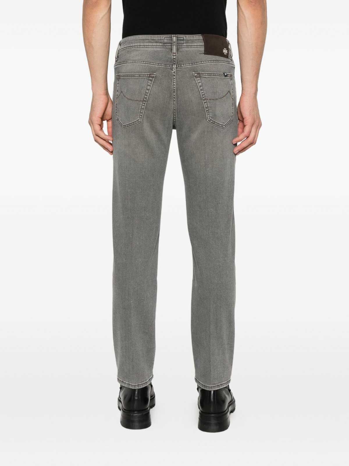 Jacob Cohen Men Slim Cropped Denim Jeans In Gray