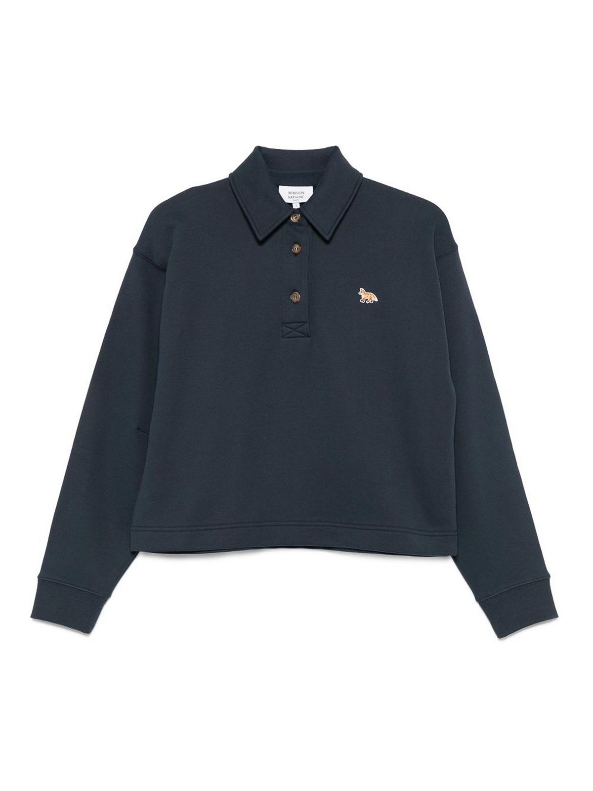 Maison Kitsuné Baby Fox Cotton Polo Sweatshirt In Blue