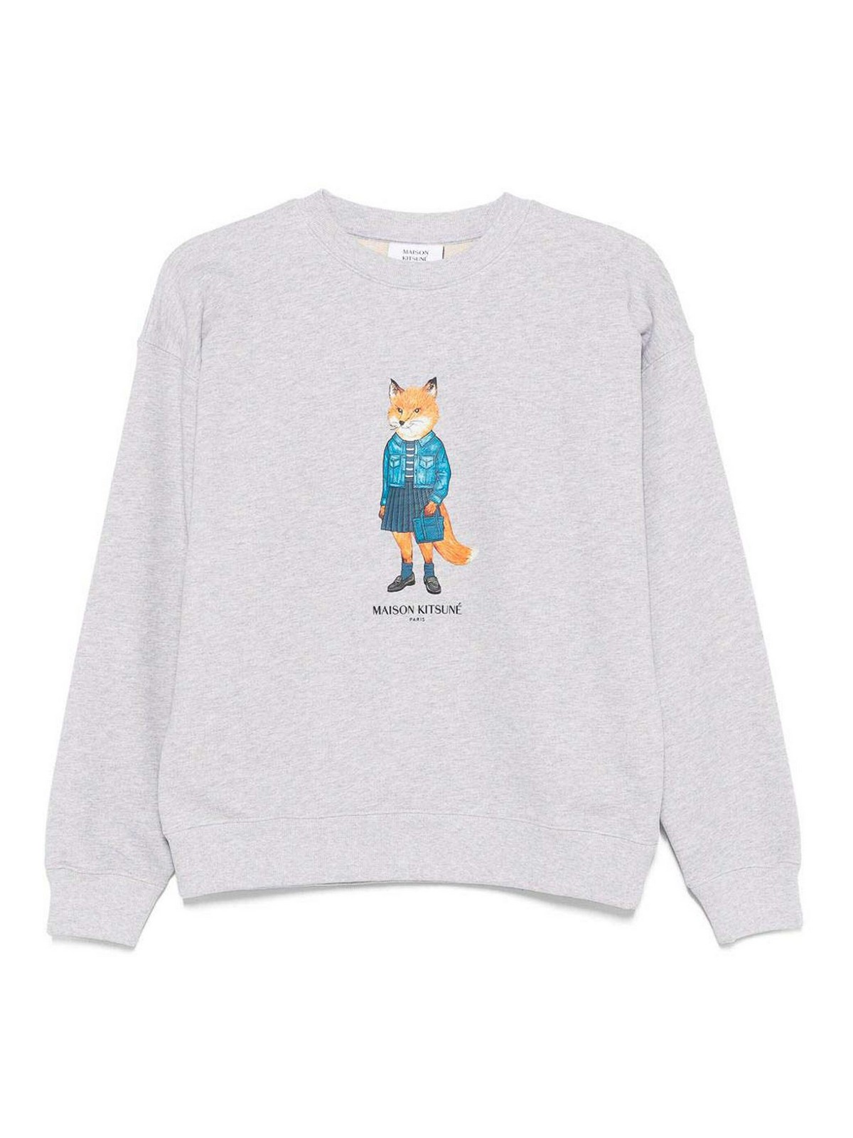 Maison Kitsuné Dressed Fox Cotton Sweatshirt In Gray
