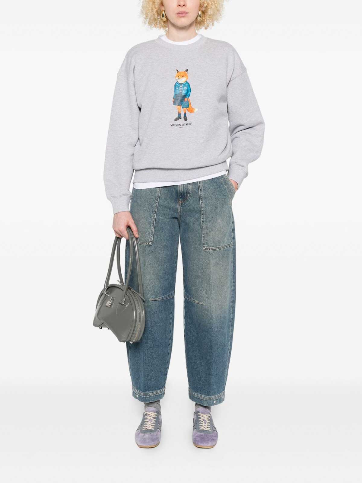 Maison Kitsuné Dressed Fox Cotton Sweatshirt In Gray