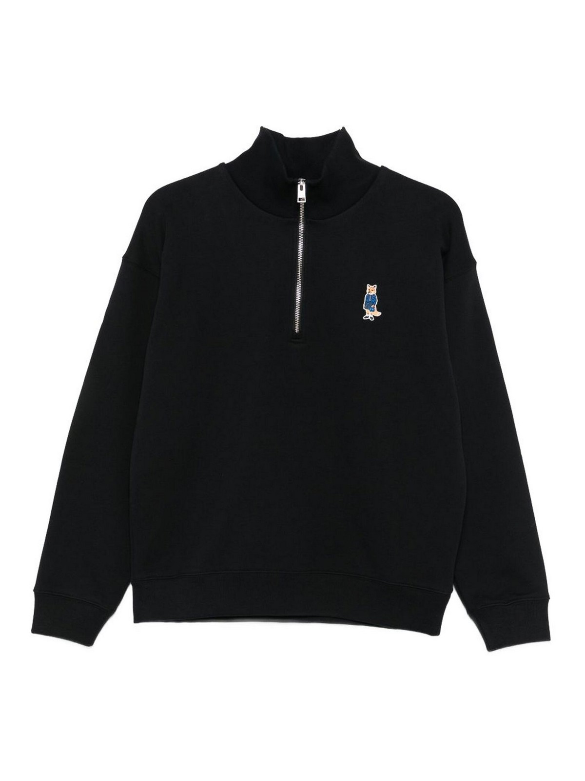 Maison Kitsuné Dressed Fox Cotton Sweatshirt In Black