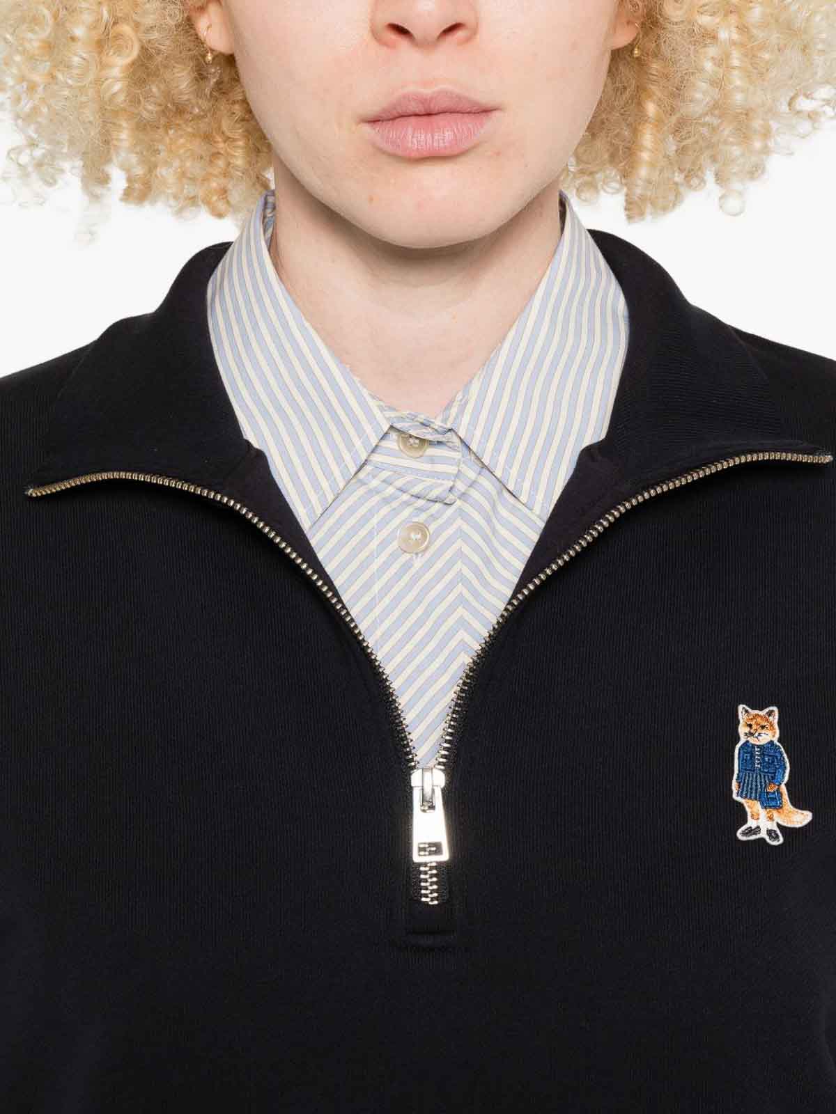 Maison Kitsuné Dressed Fox Cotton Sweatshirt In Black