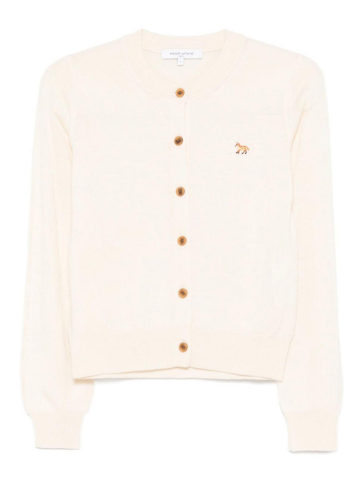 Maison Kitsuné Profile Fox-embroidered Button Cardigan In Neutral