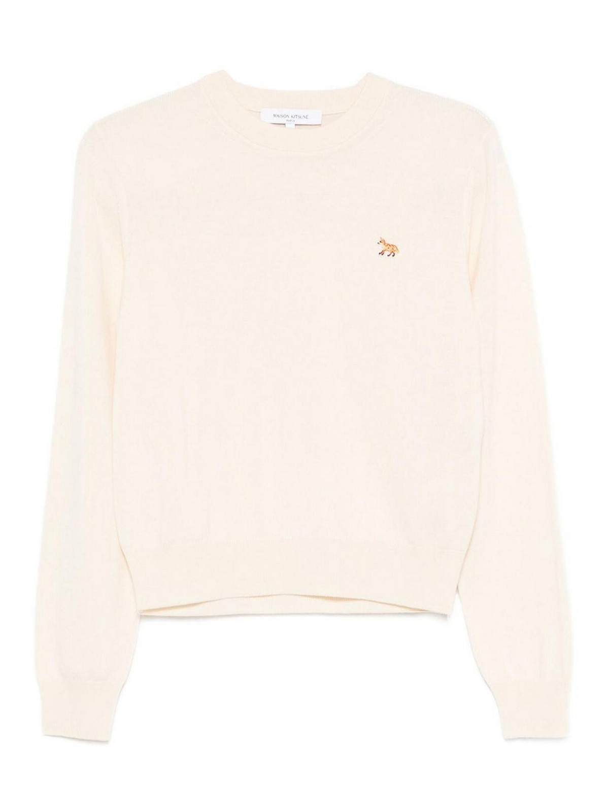 Maison Kitsuné Baby Fox Embroidered Merino-wool Sweater In Neutral