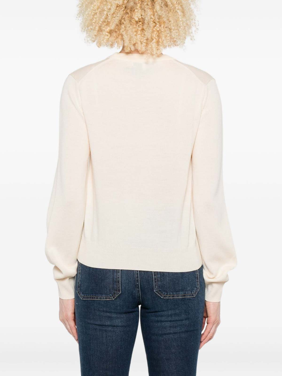 Maison Kitsuné Baby Fox Embroidered Merino-wool Sweater In Neutral
