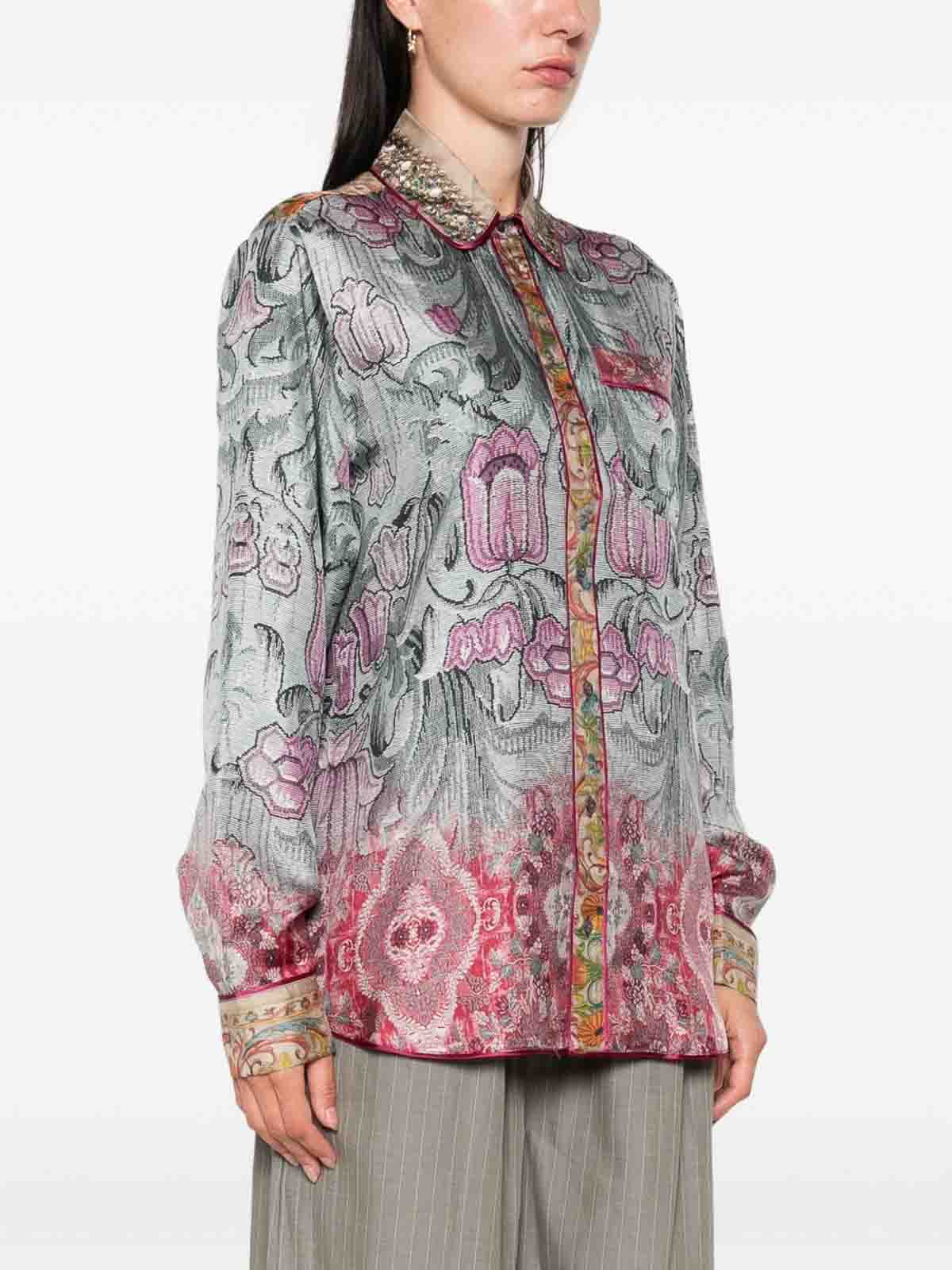 Pierre-louis Mascia Pierre Louis Mascia Printed Silk Shirt In Blue