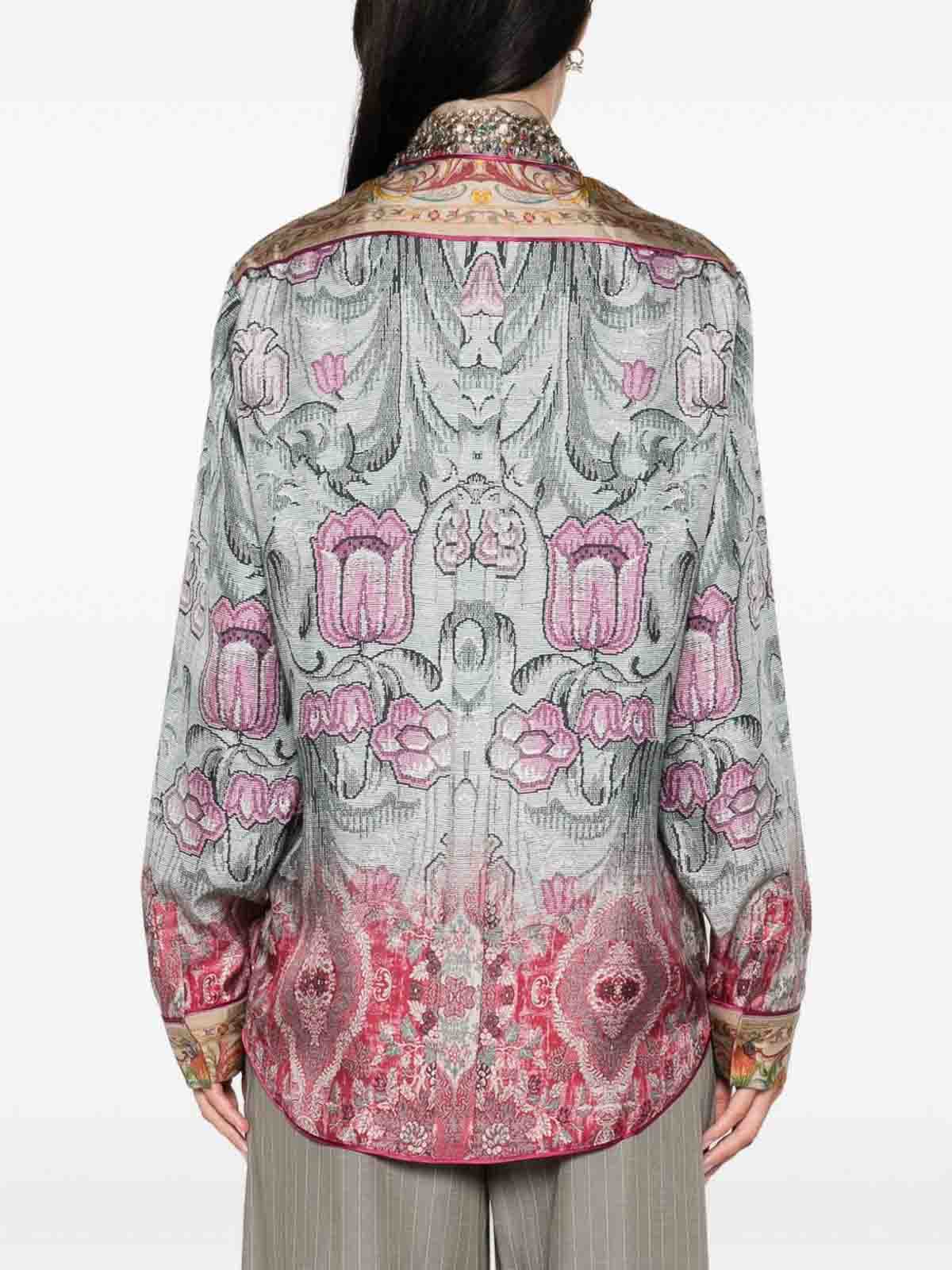Pierre-louis Mascia Pierre Louis Mascia Printed Silk Shirt In Blue
