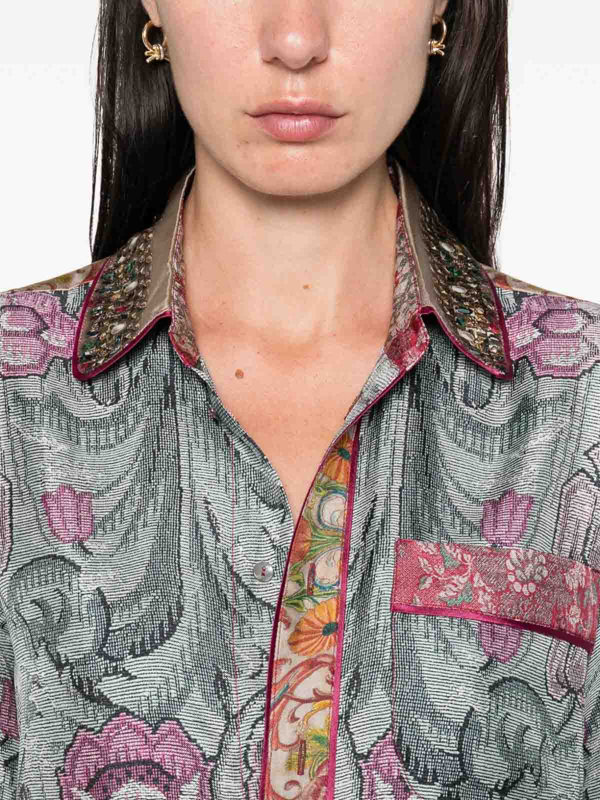 Pierre-louis Mascia Pierre Louis Mascia Printed Silk Shirt In Blue