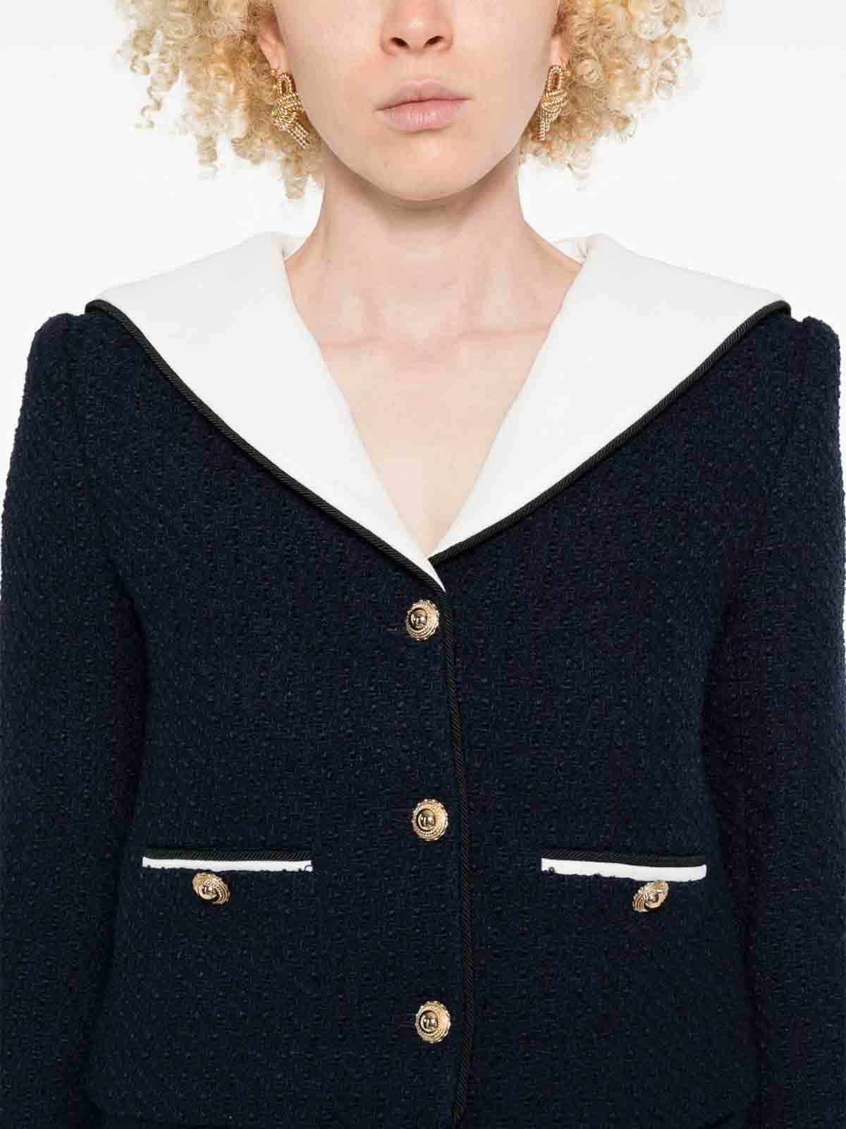 Self-portrait Boucl Short Jacket In Black