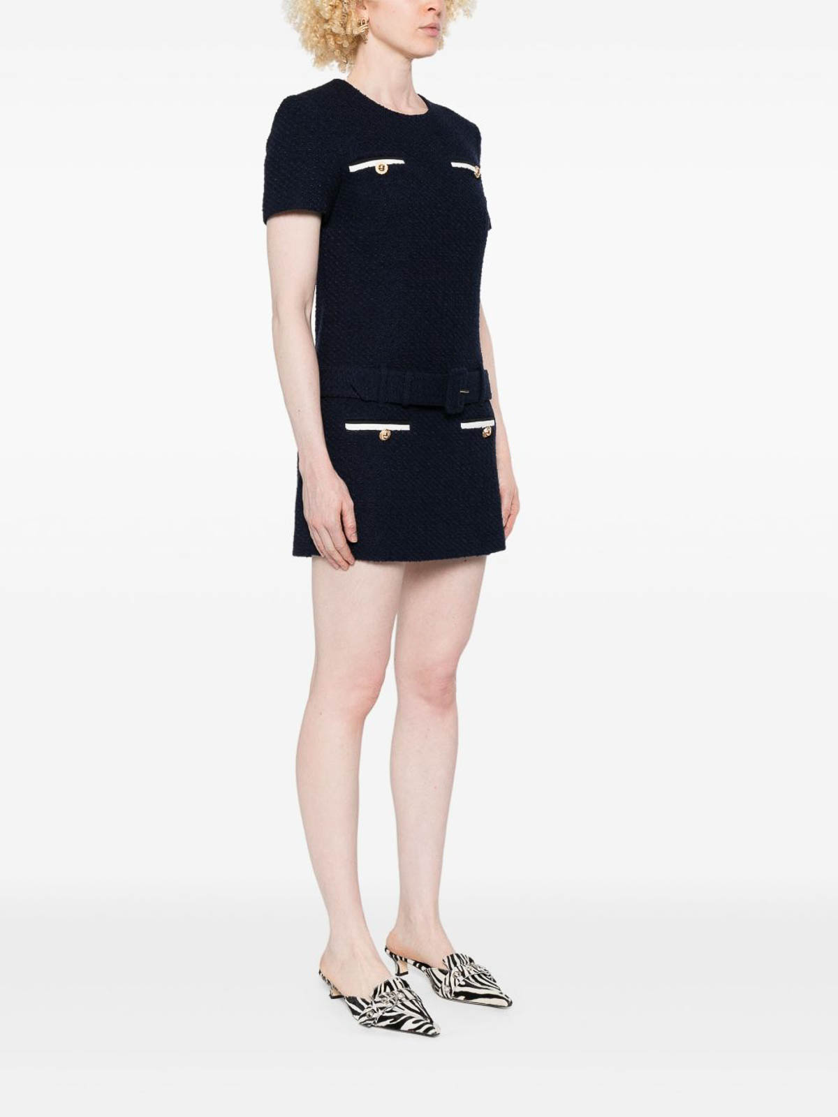 Self-portrait Textured Boucle Mini Dress In Black