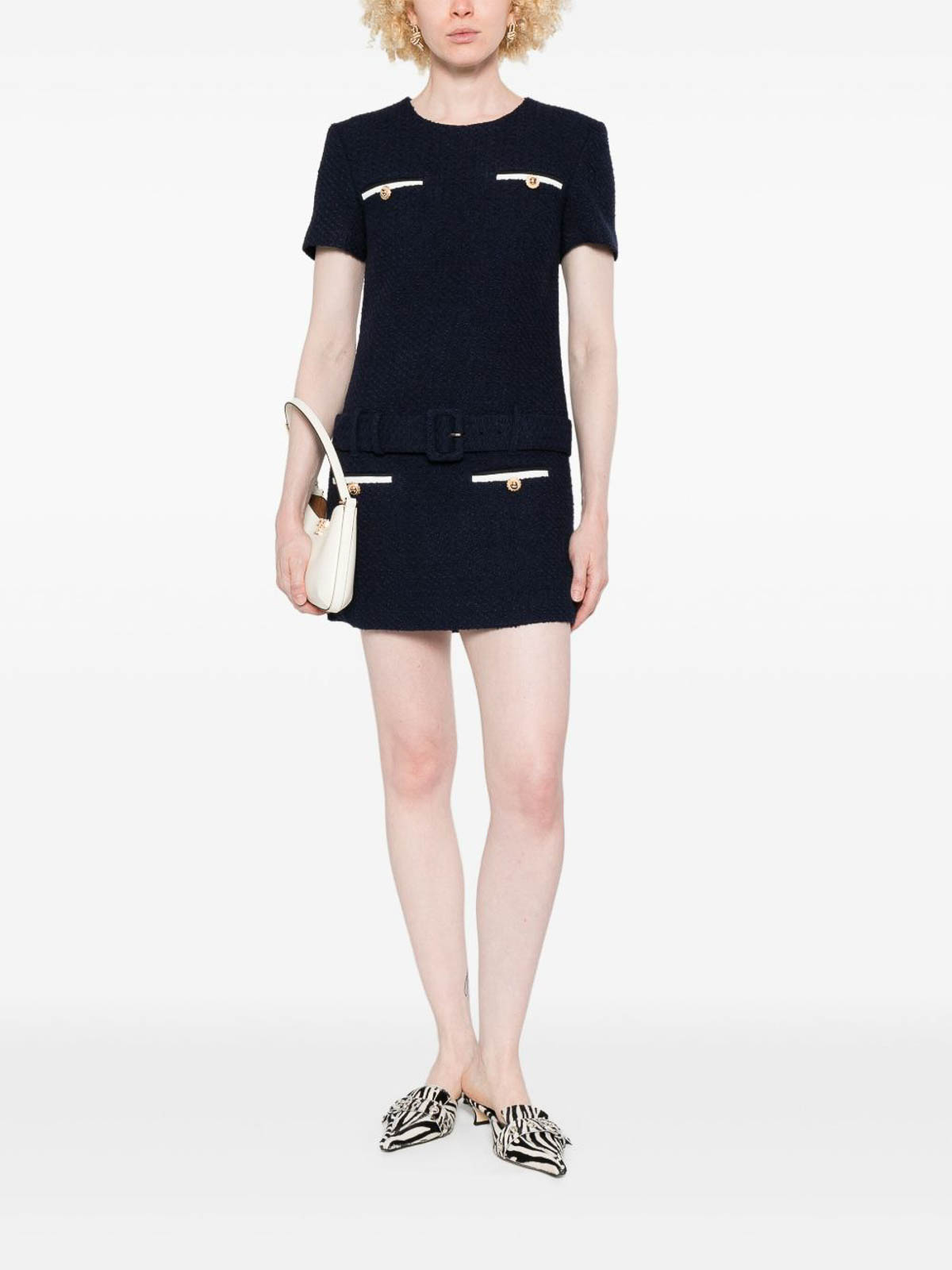 Self-portrait Textured Boucle Mini Dress In Black