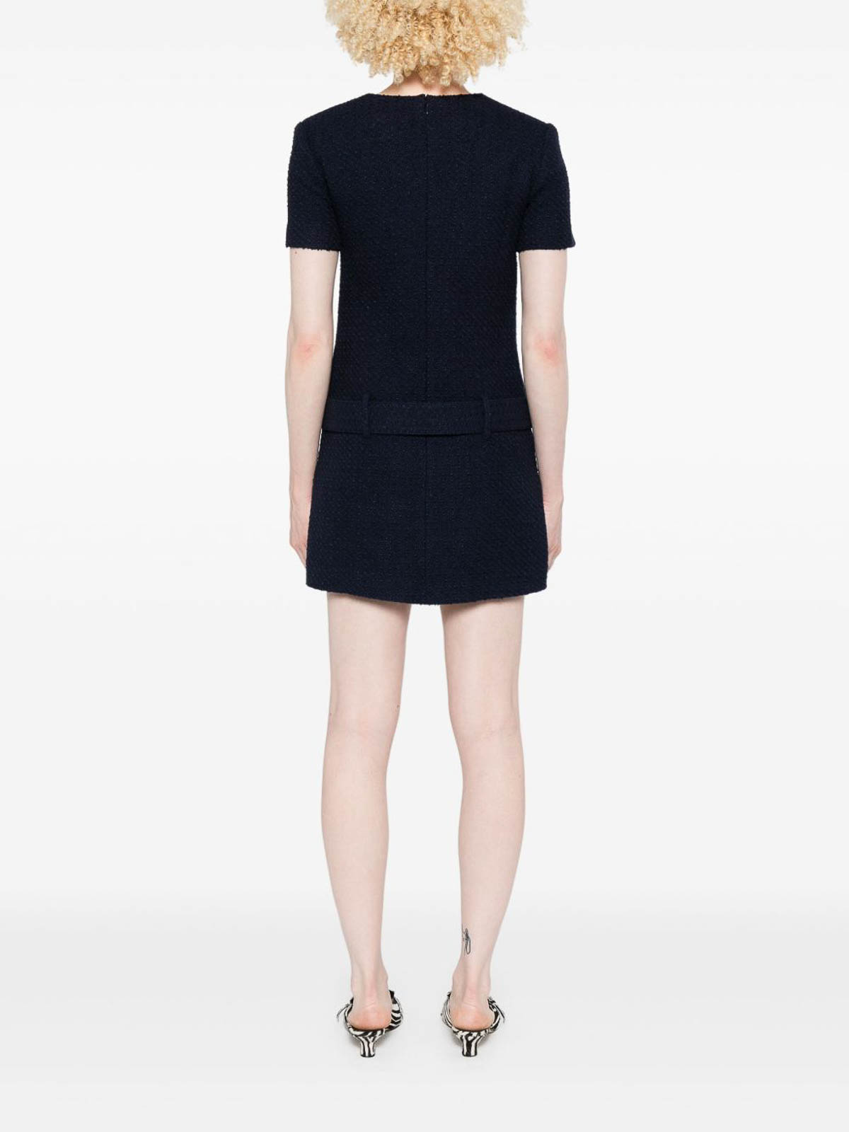 Self-portrait Textured Boucle Mini Dress In Black