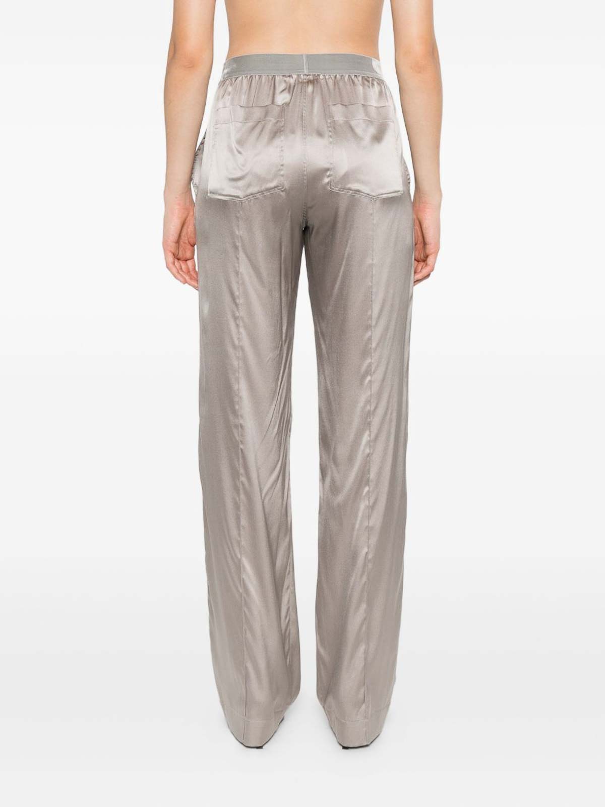 Tom Ford Wide-leg Trousers With Satin Finish In Gray