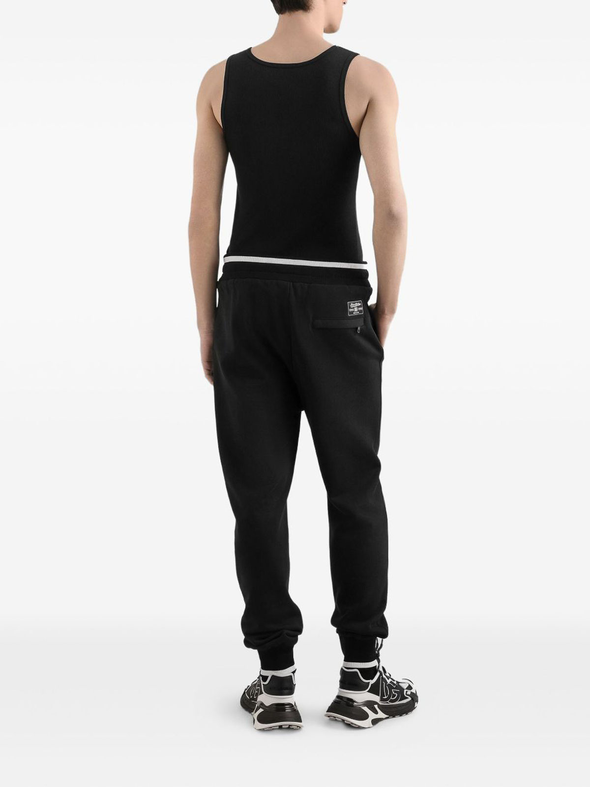 Dolce & Gabbana Ribbed Cotton Tank Top With Round Neckline In Black