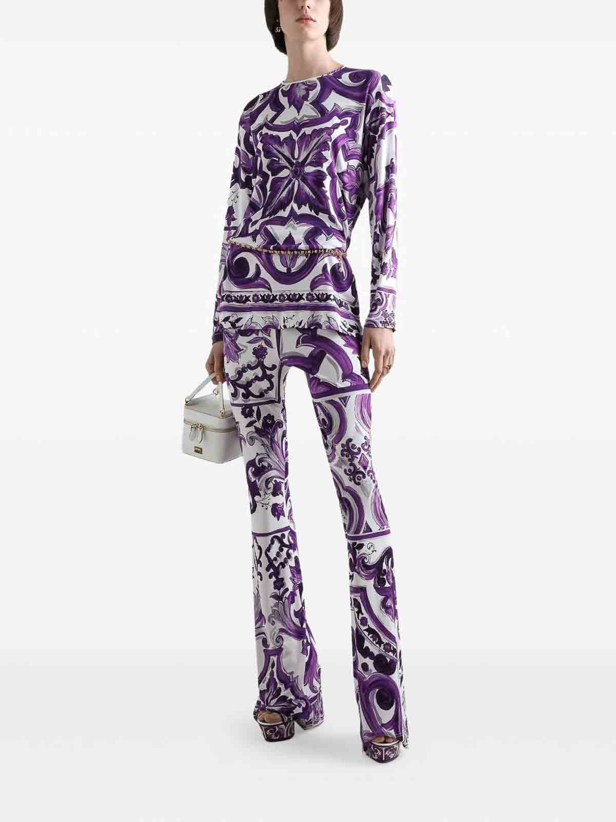 Dolce & Gabbana Maiolica Print Trousers In Multi