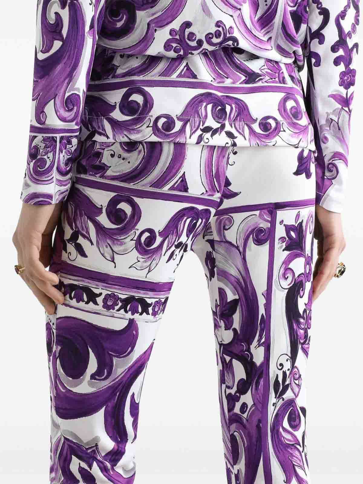 Dolce & Gabbana Maiolica Print Trousers In Multi