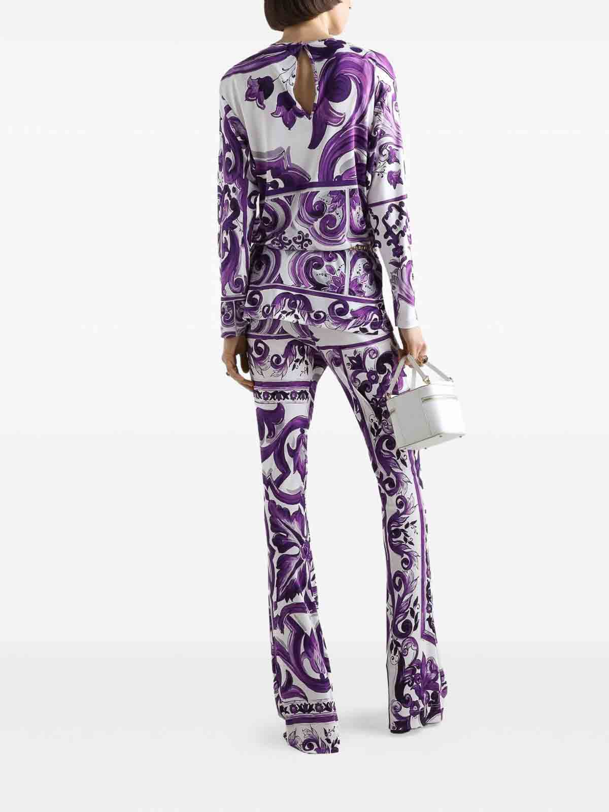 Dolce & Gabbana Maiolica Print Trousers In Multi