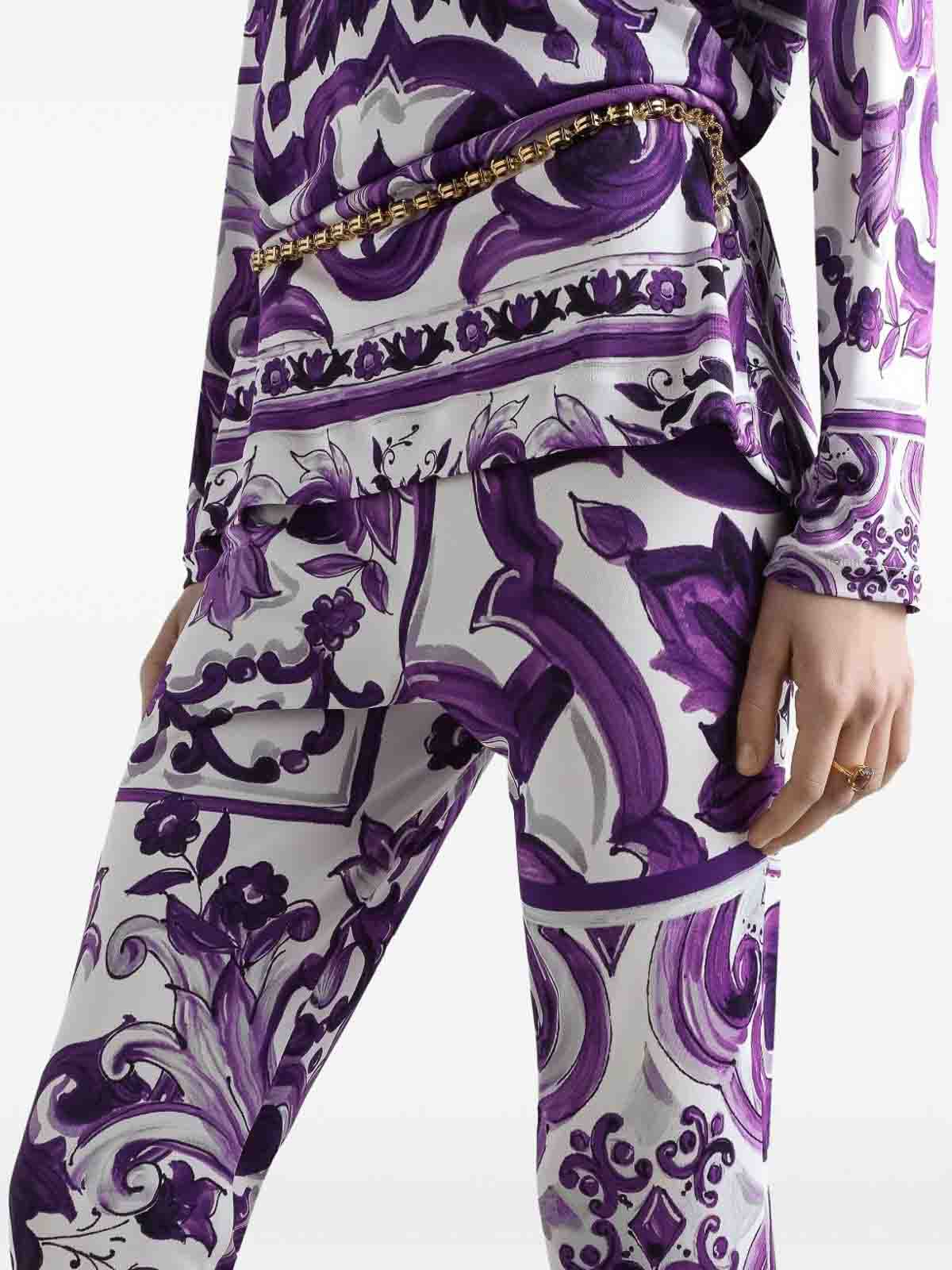 Dolce & Gabbana Maiolica Print Trousers In Multi