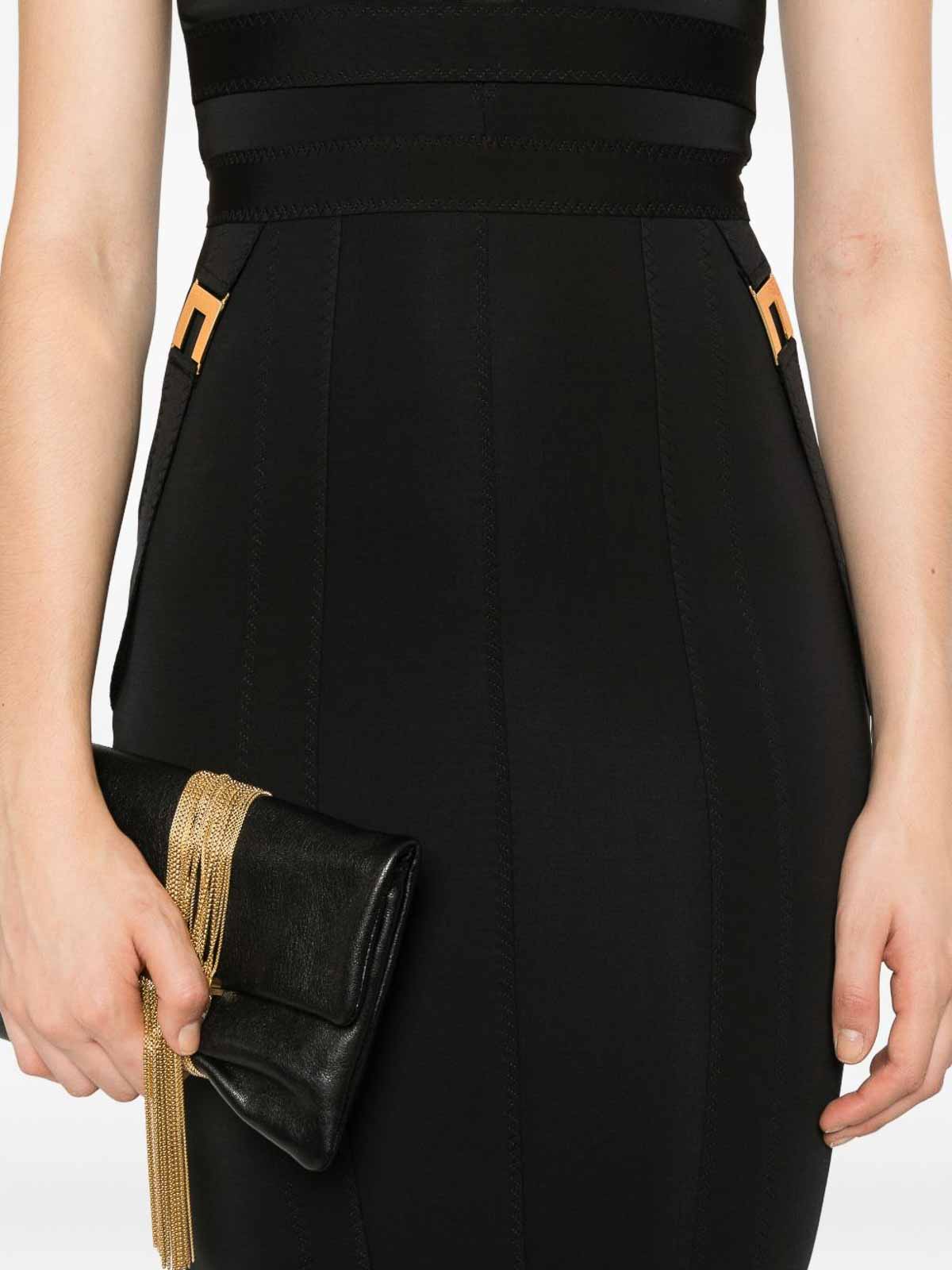 Elisabetta Franchi Fitted Black Dress With Sweetheart Neckline In Black