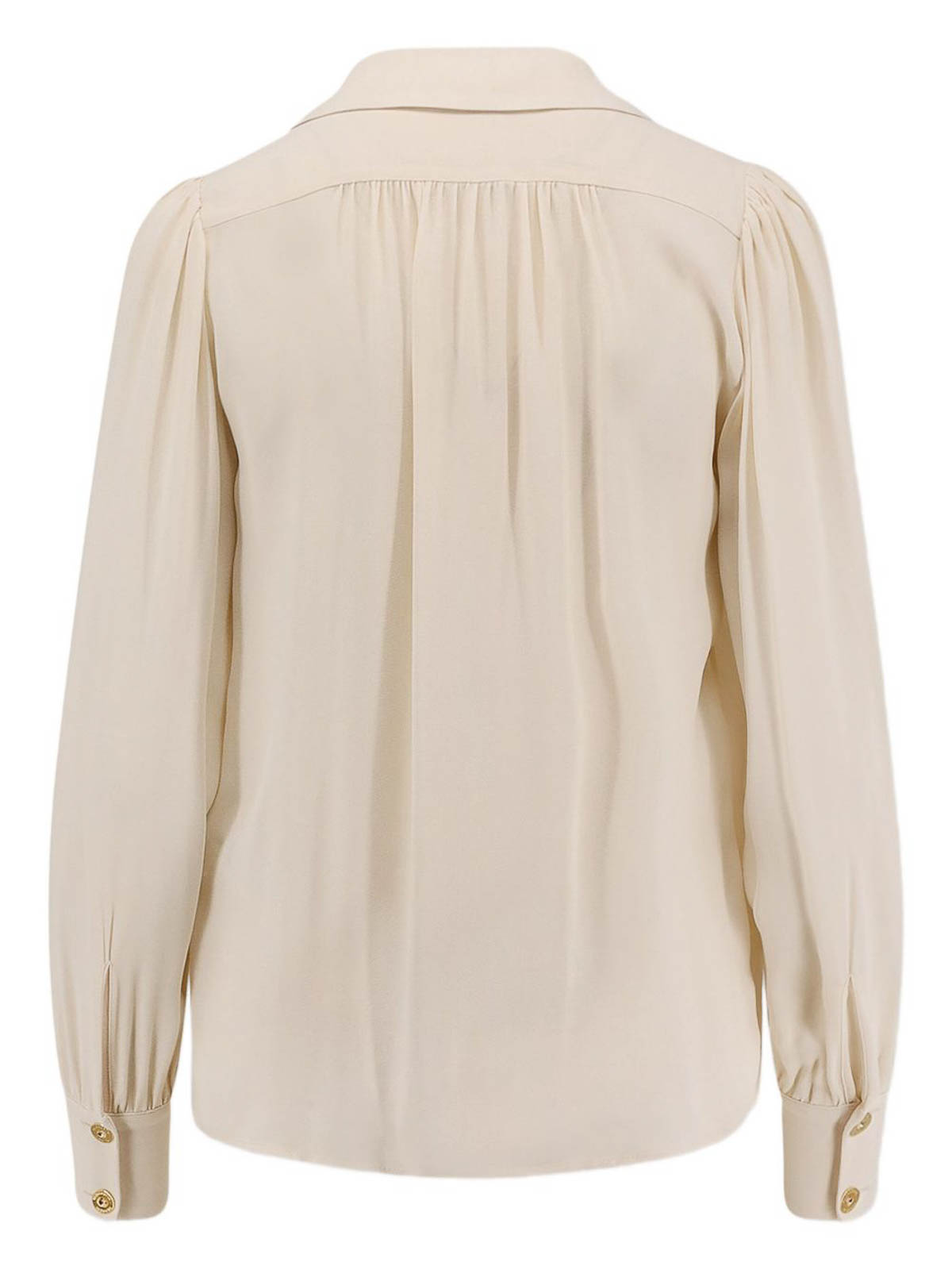 Elisabetta Franchi Viscose Georgette Shirt With Removable Necklace Detail In Neutral