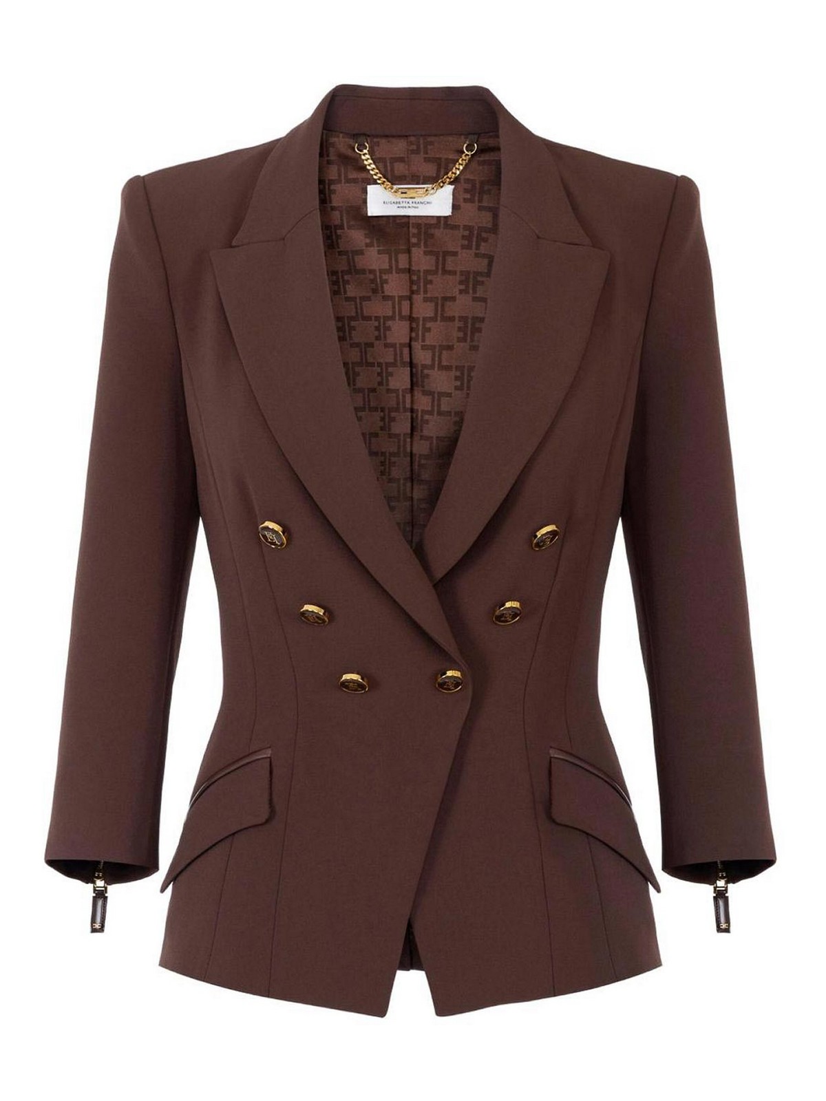 Elisabetta Franchi Single-breasted Jacket In Brown