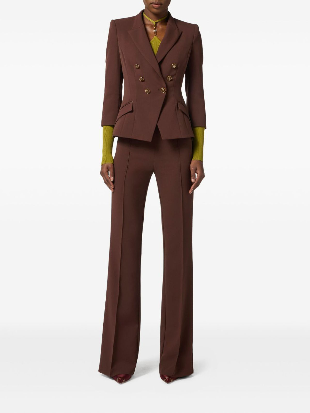 Elisabetta Franchi Single-breasted Jacket In Brown