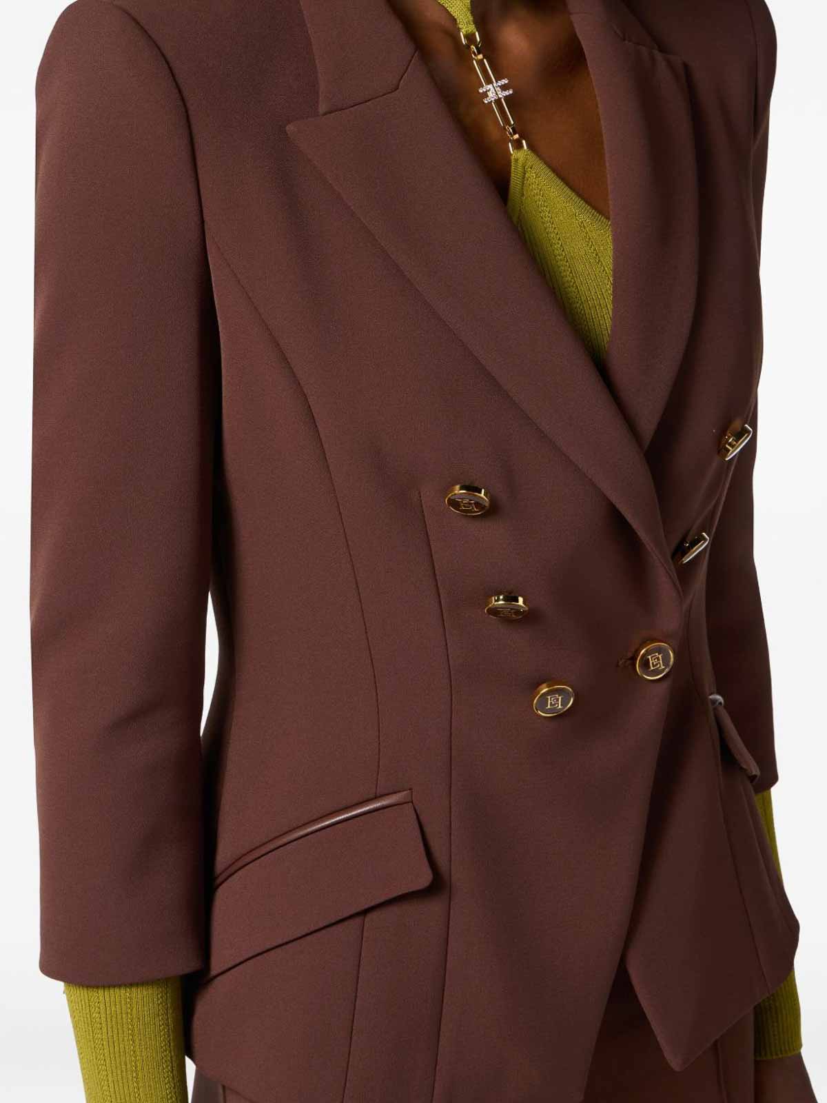 Elisabetta Franchi Single-breasted Jacket In Brown