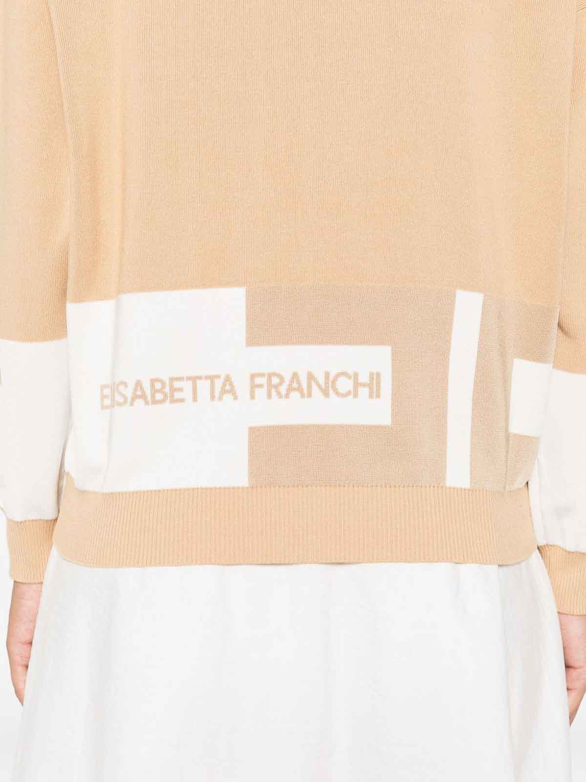 Elisabetta Franchi Tricot Crewneck Sweater In Neutral