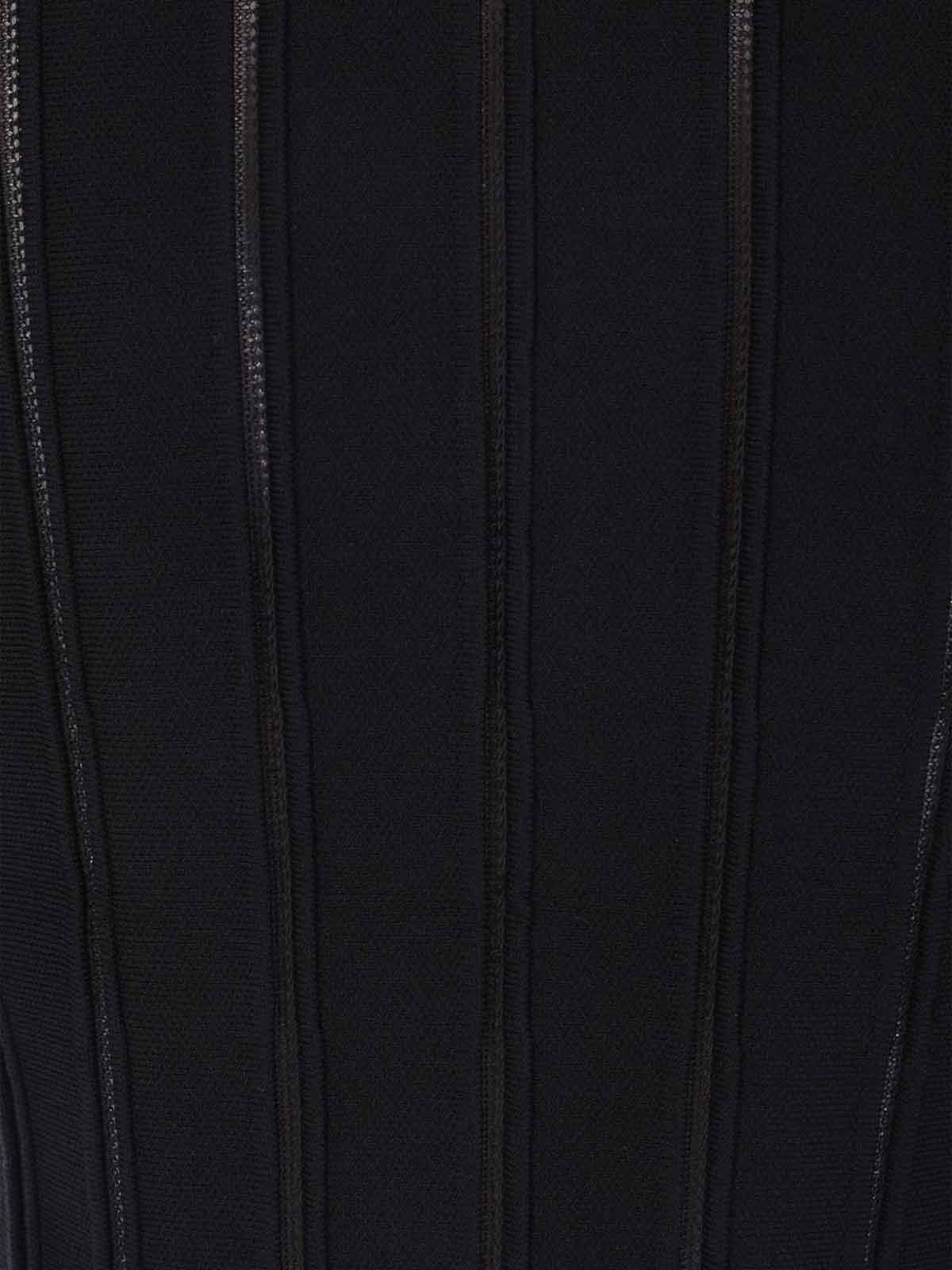 Elisabetta Franchi Tricot Pattern Sweater With Padded Shoulder Straps And Embroidered Hem In Black
