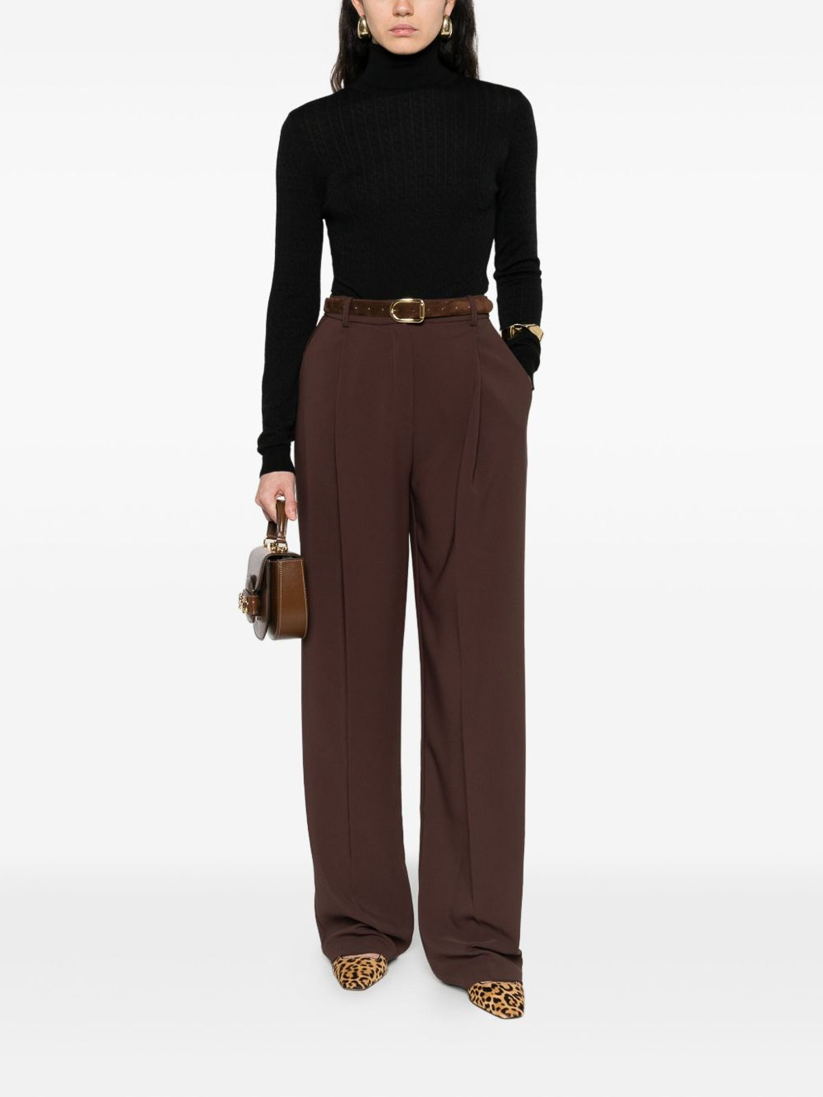 Elisabetta Franchi Wool Blend Turtle-neck Sweater In Black