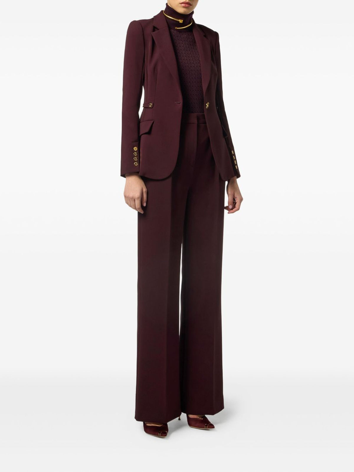 Elisabetta Franchi Wool Blend Turtle-neck Sweater In Red