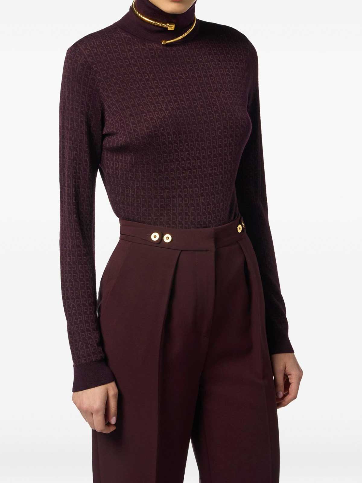 Elisabetta Franchi Wool Blend Turtle-neck Sweater In Red