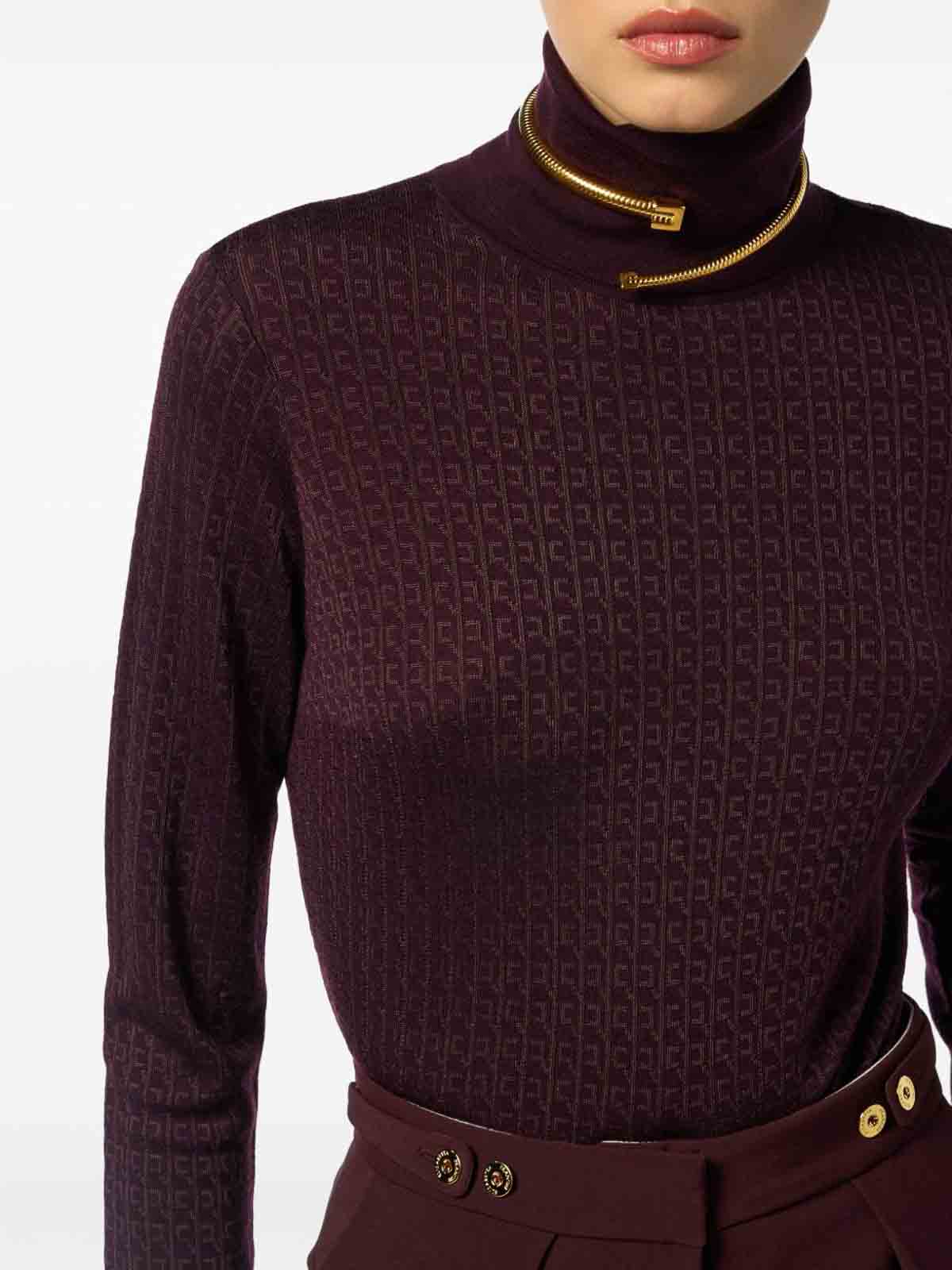 Elisabetta Franchi Wool Blend Turtle-neck Sweater In Red