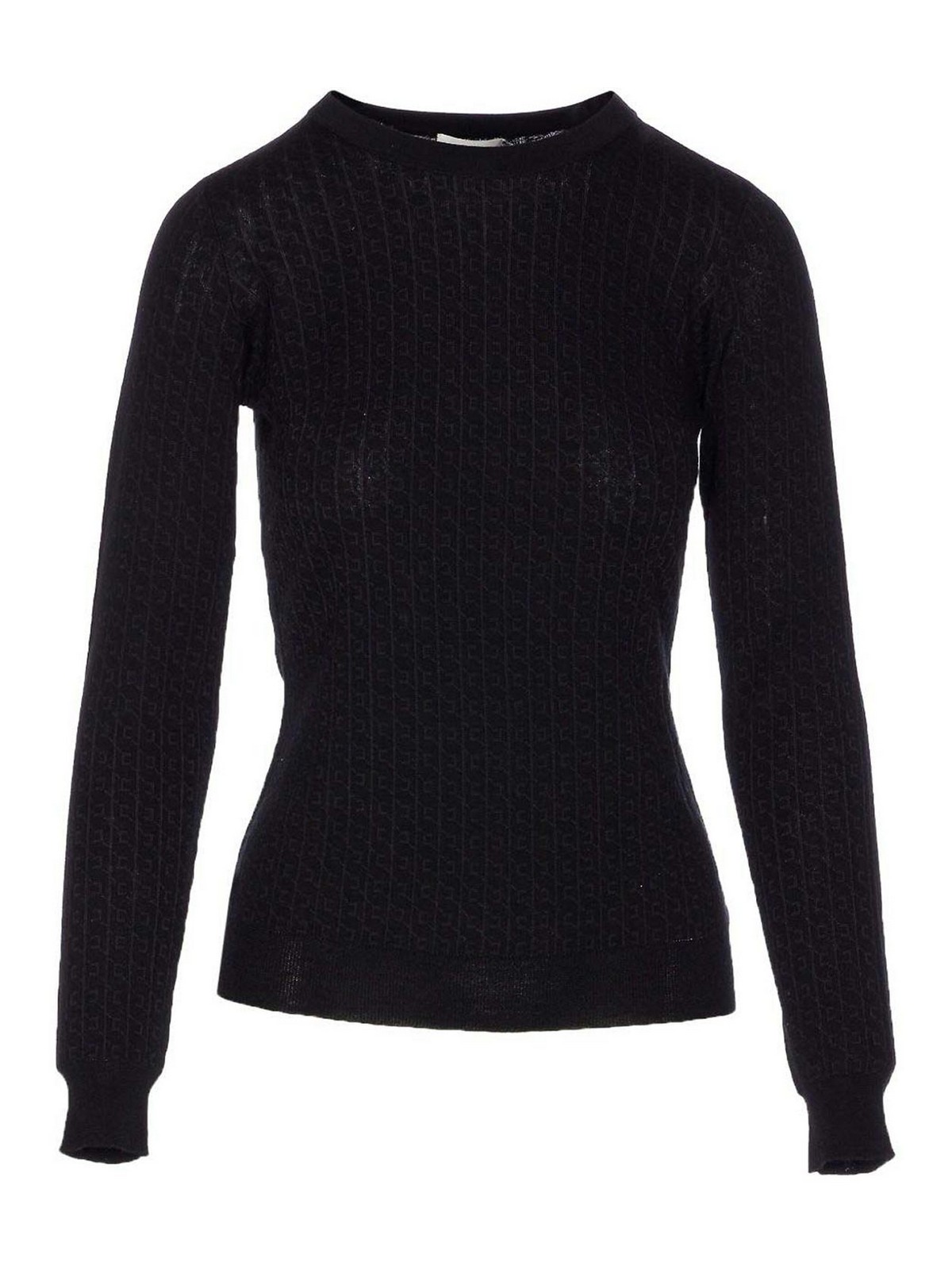 Elisabetta Franchi Wool Blend Crewneck Sweater In Black