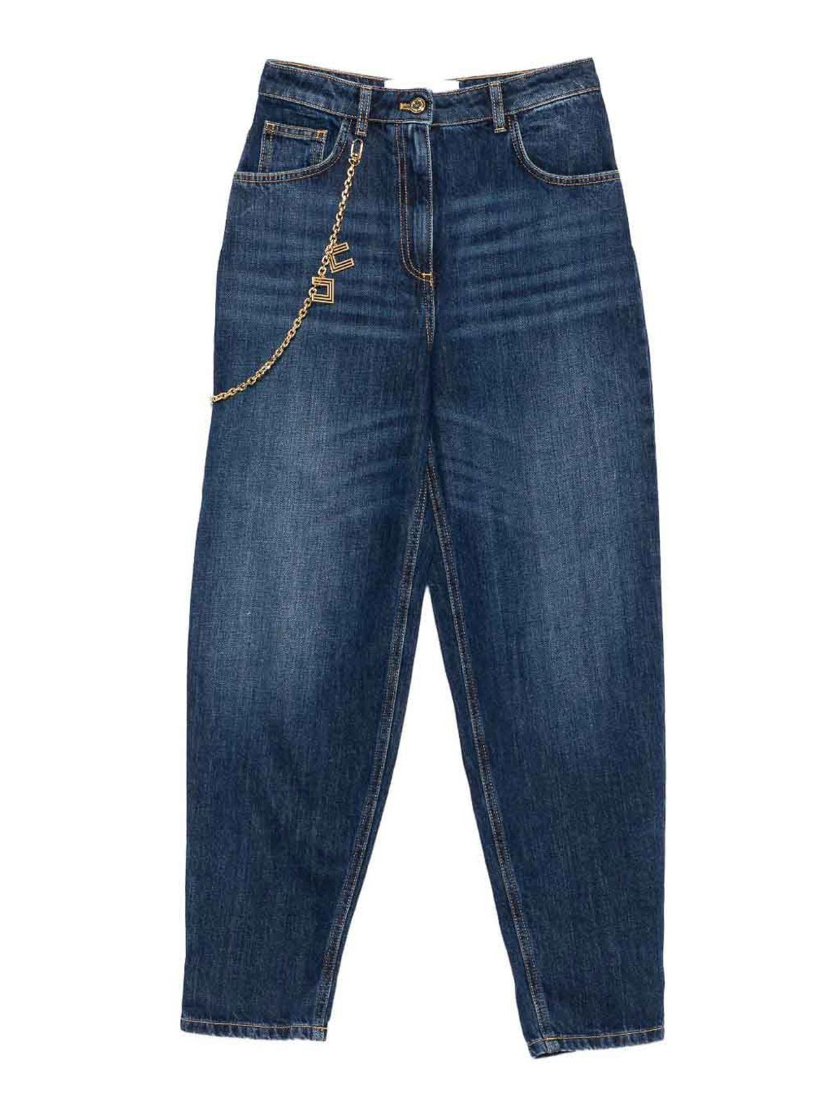 Elisabetta Franchi Jeans Con Catena Gioiello Blu In Blue