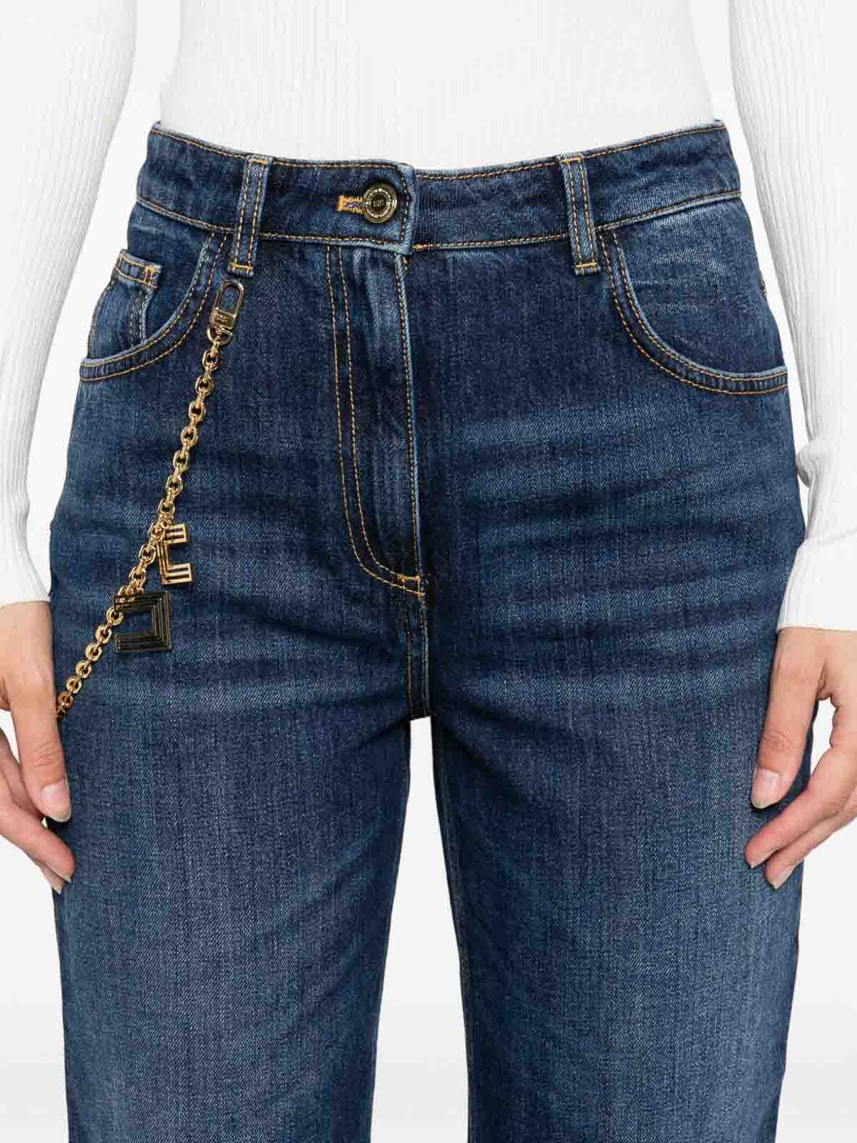 Elisabetta Franchi Jeans Con Catena Gioiello Blu In Blue