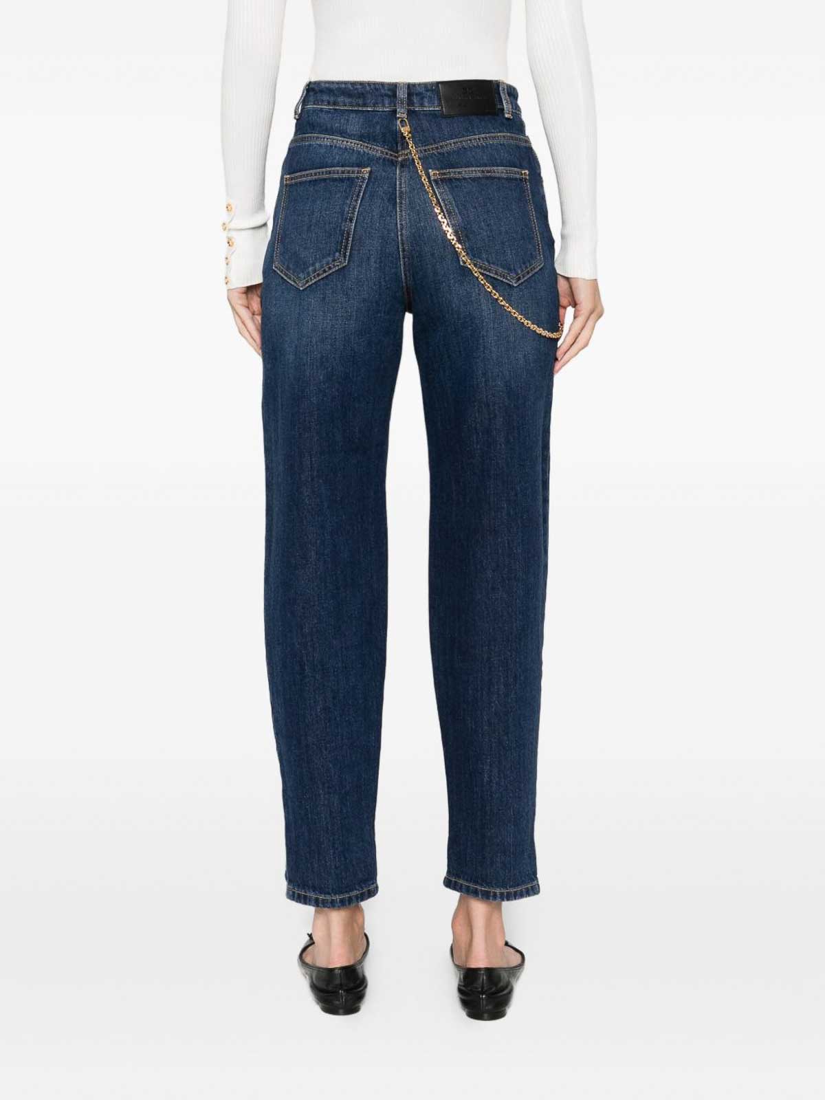 Elisabetta Franchi Jeans Con Catena Gioiello Blu In Blue