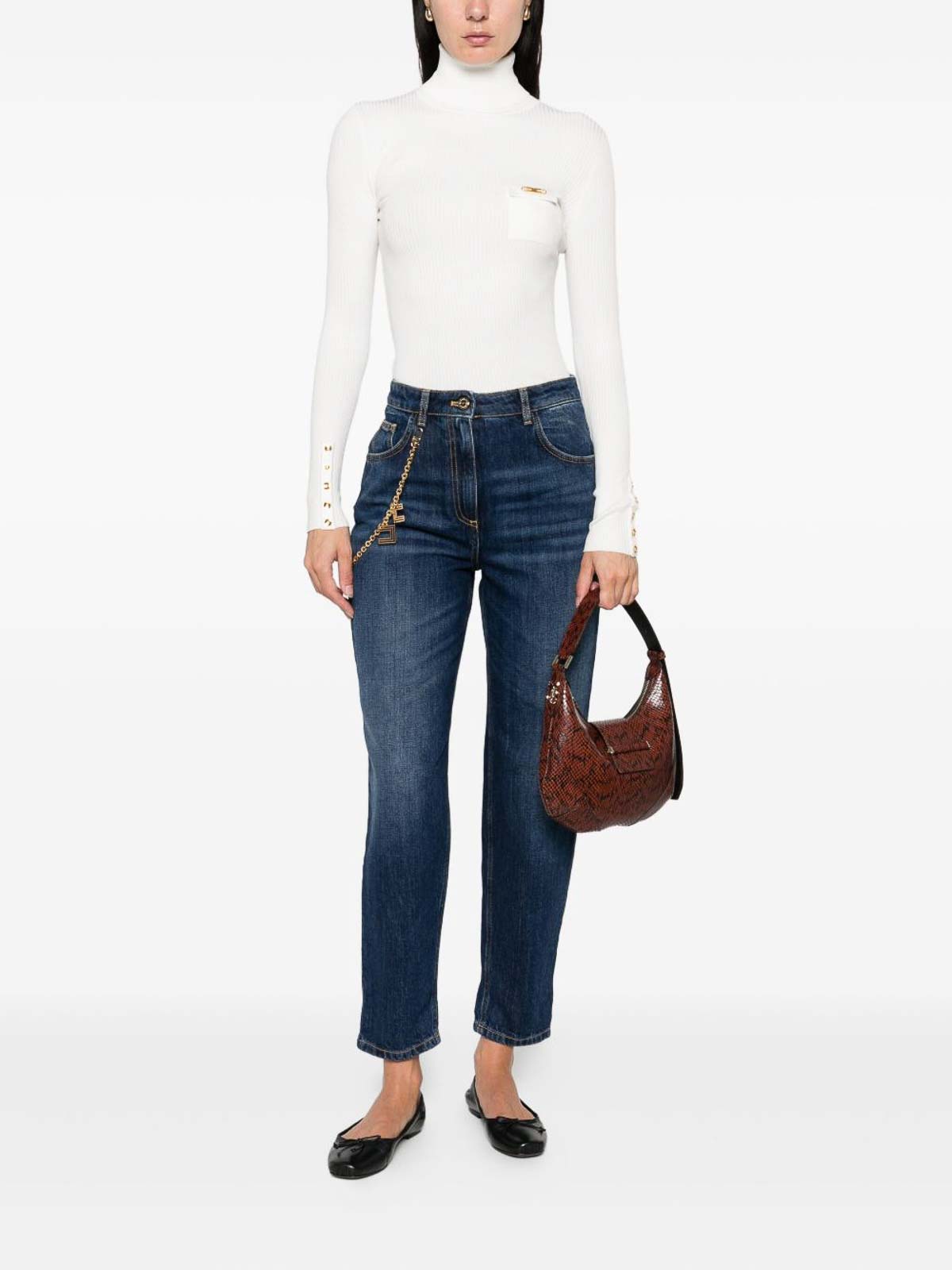 Elisabetta Franchi Jeans Con Catena Gioiello Blu In Blue